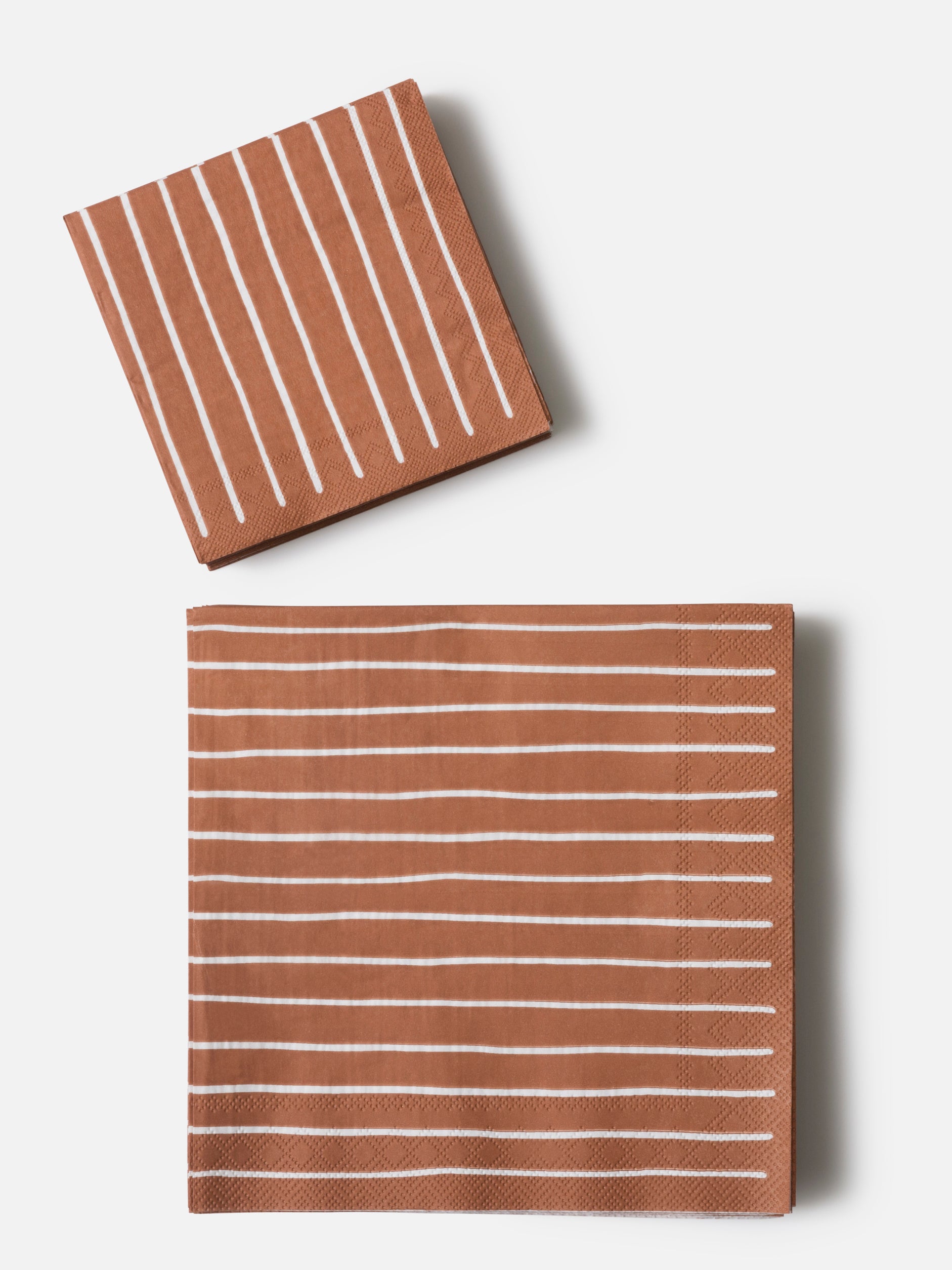 Stripe Dinner Napkin Pack/20 Brick/White / Large