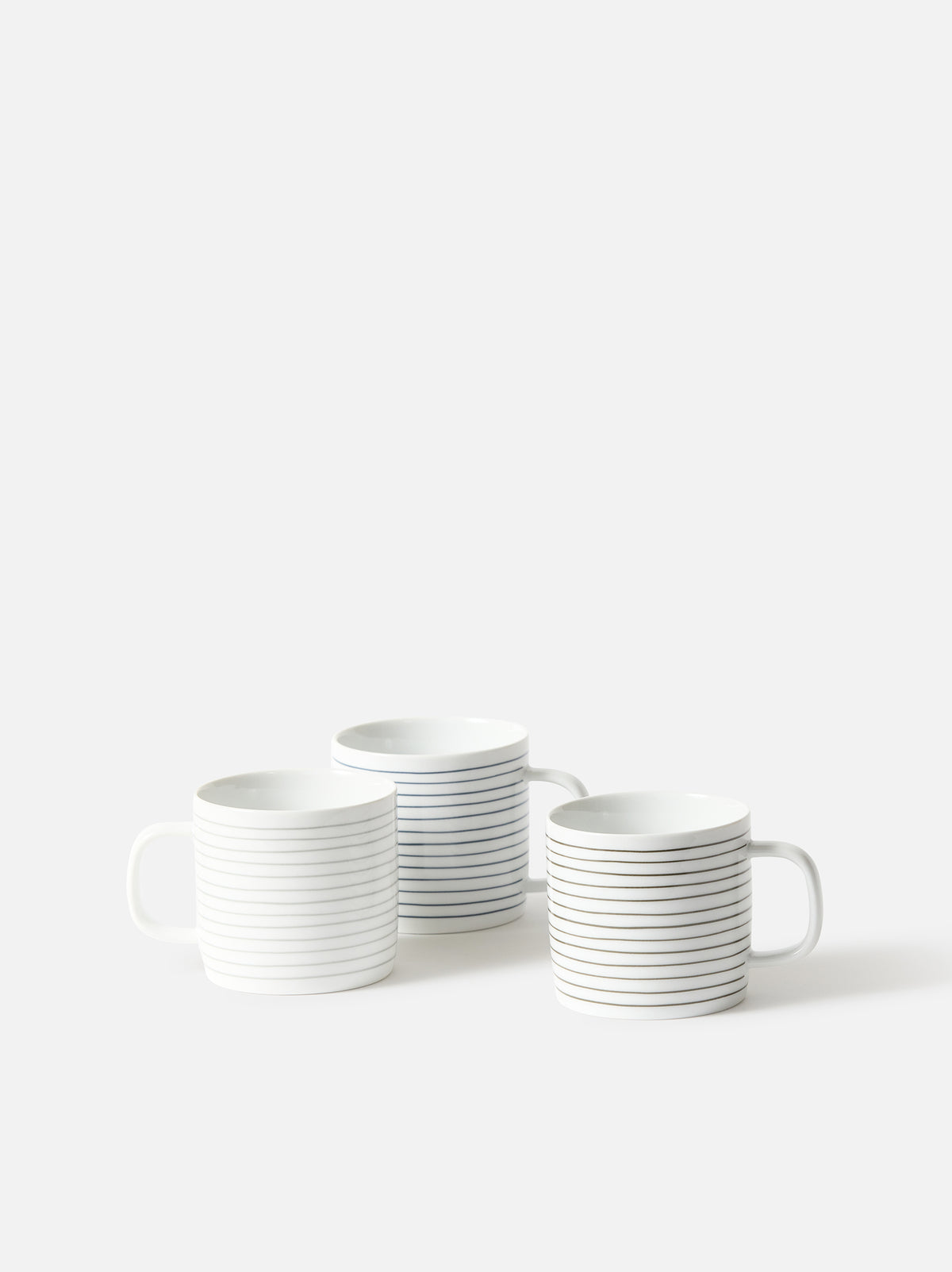 Porcelain Stripe Coffee Cup Set/4 Grey/White / One Size