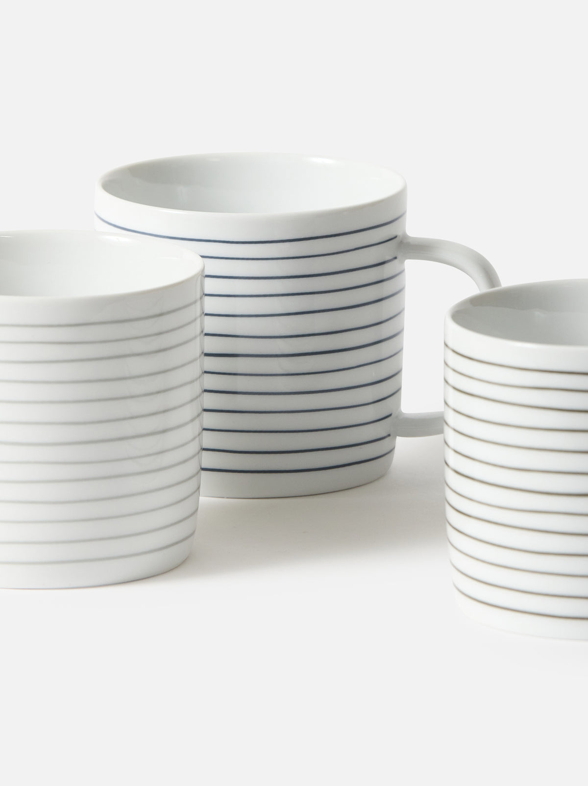 Porcelain Stripe Coffee Cup Set/4 Grey/White / One Size