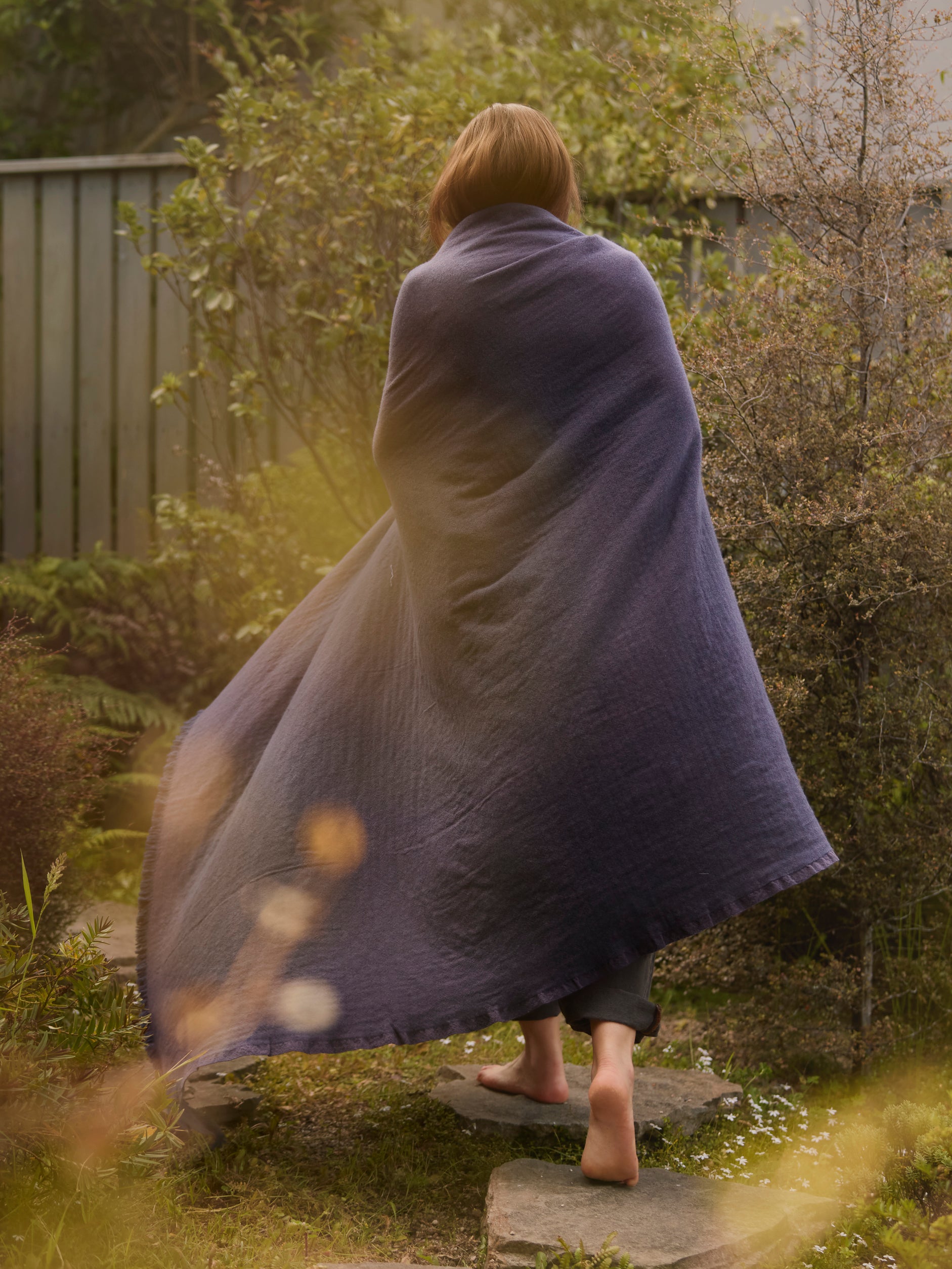 Oslo Lambswool Throw Oxford Blue/Lupin / 140x180