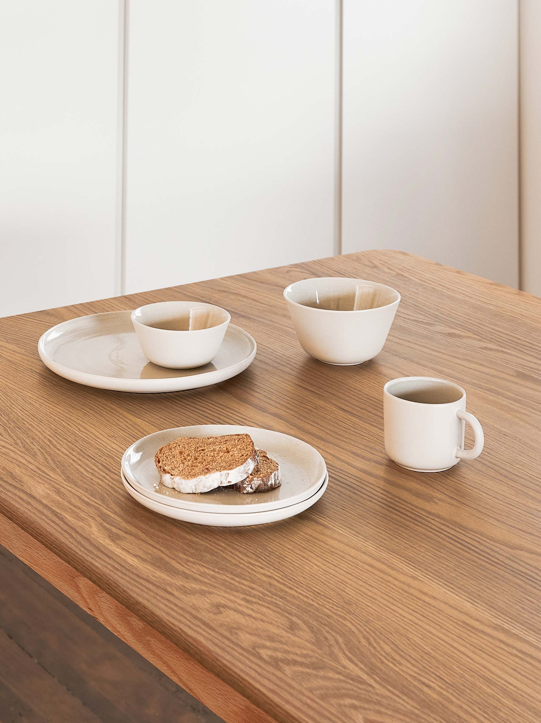 Finch Dinner Plate Set/4 White/Natural / 28cmdia