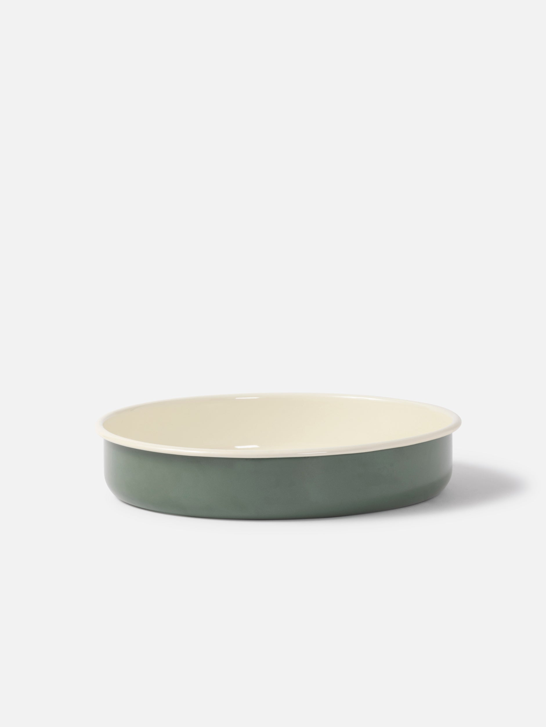 Enamel Round Baking Tray Olive/Cream / Large