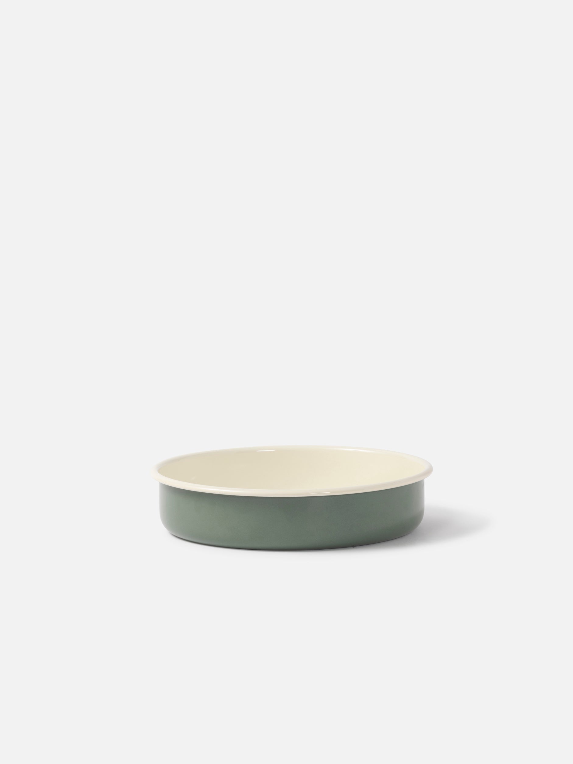 Enamel Round Baking Tray Olive/Cream / Small