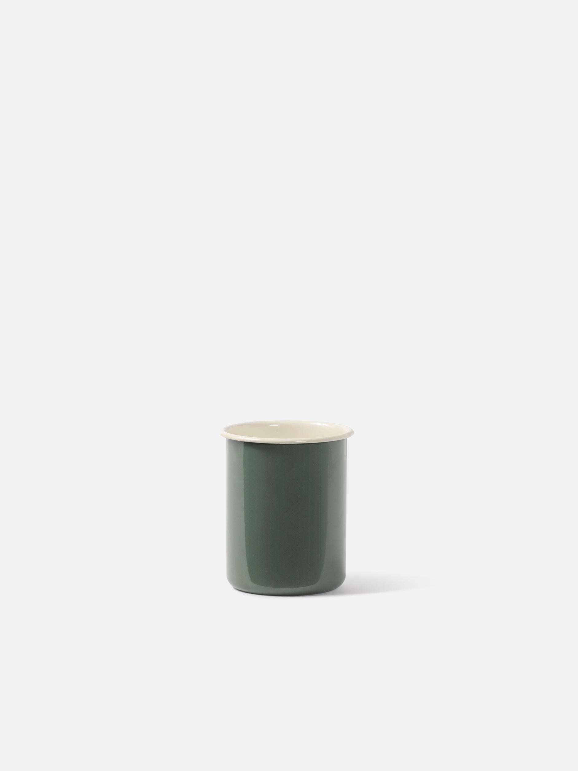 Enamel Utensil Holder Olive/Cream / Large