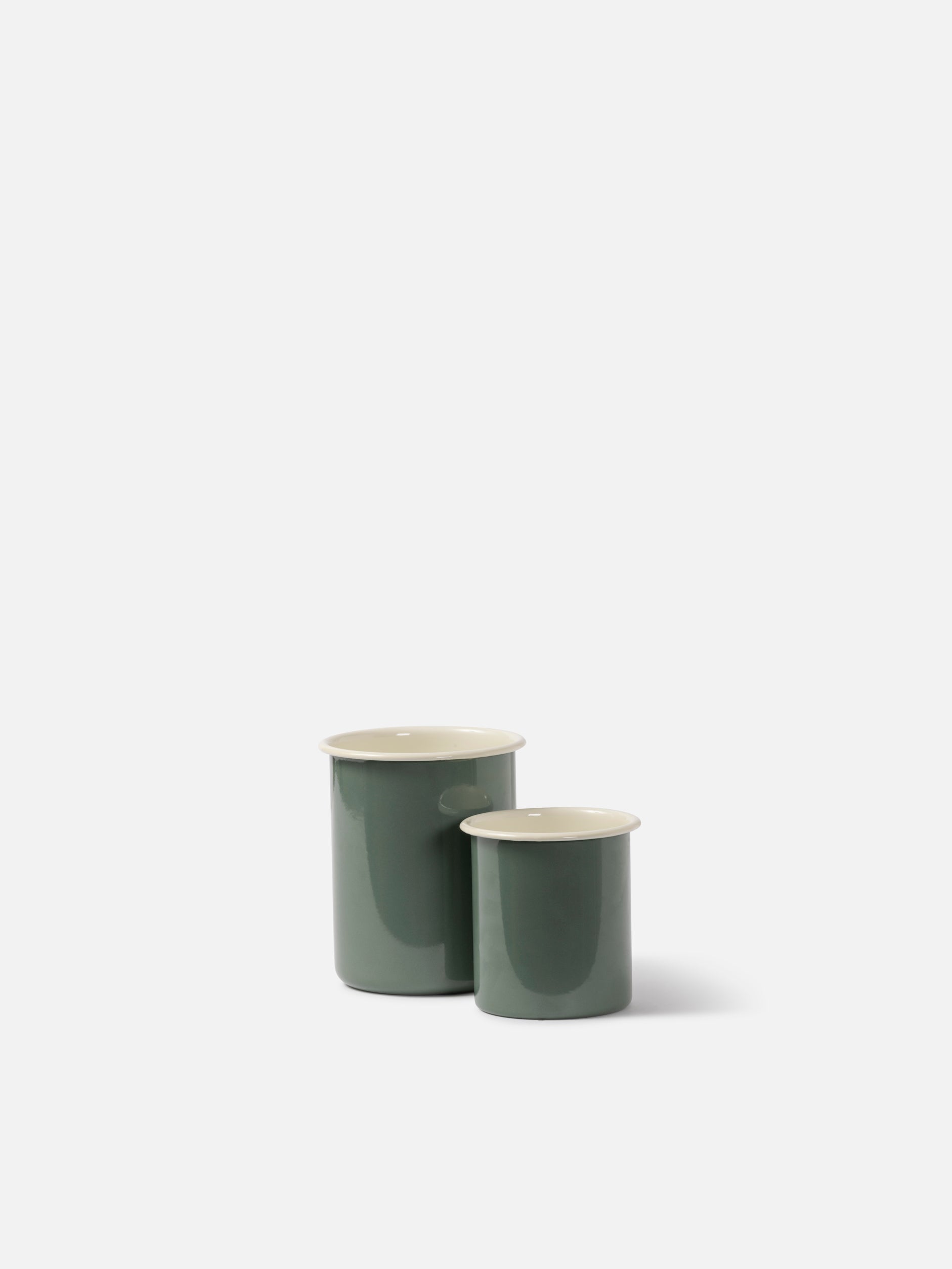Enamel Utensil Holder Olive/Cream / Large