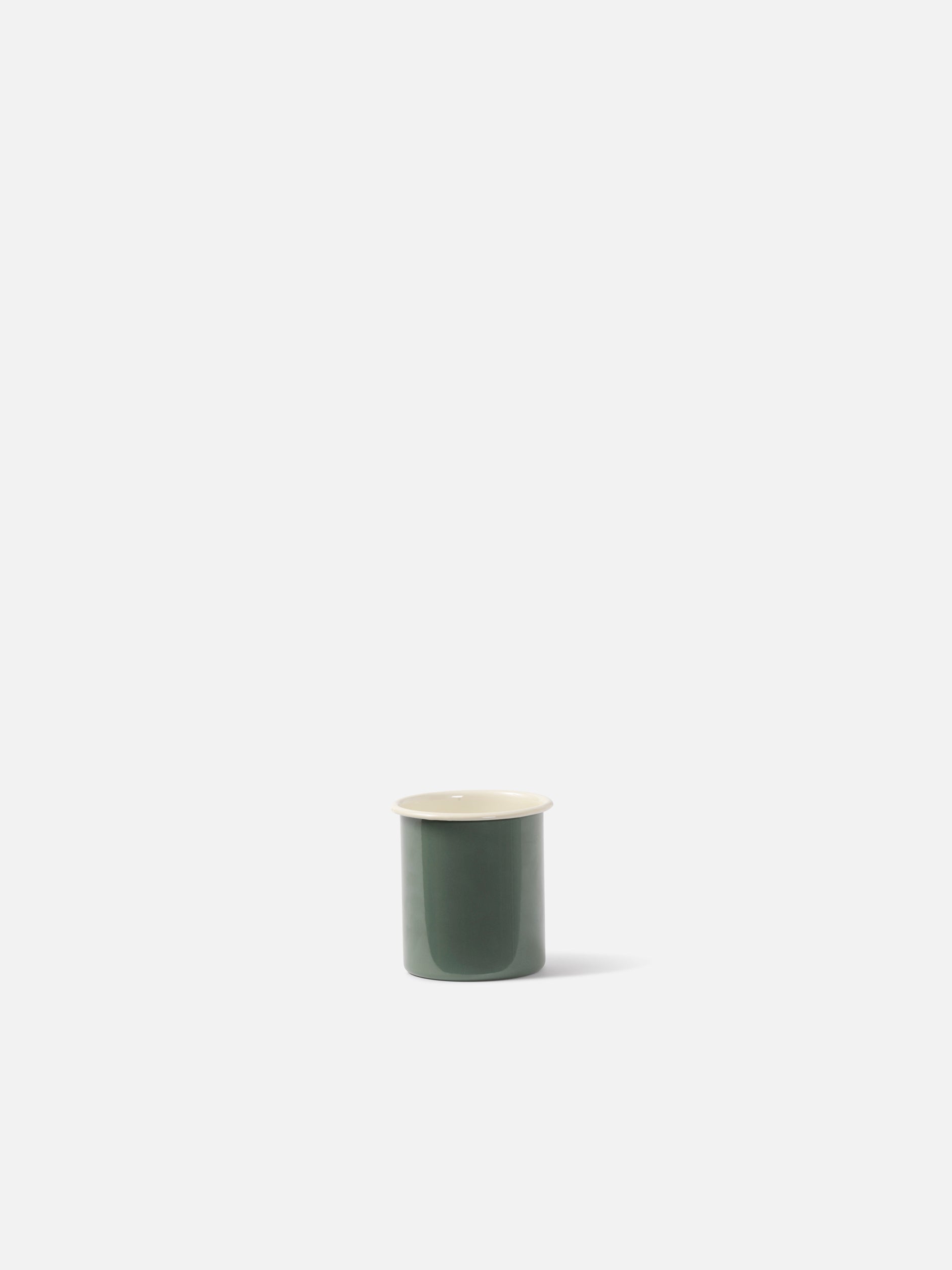 Enamel Utensil Holder Olive/Cream / Small