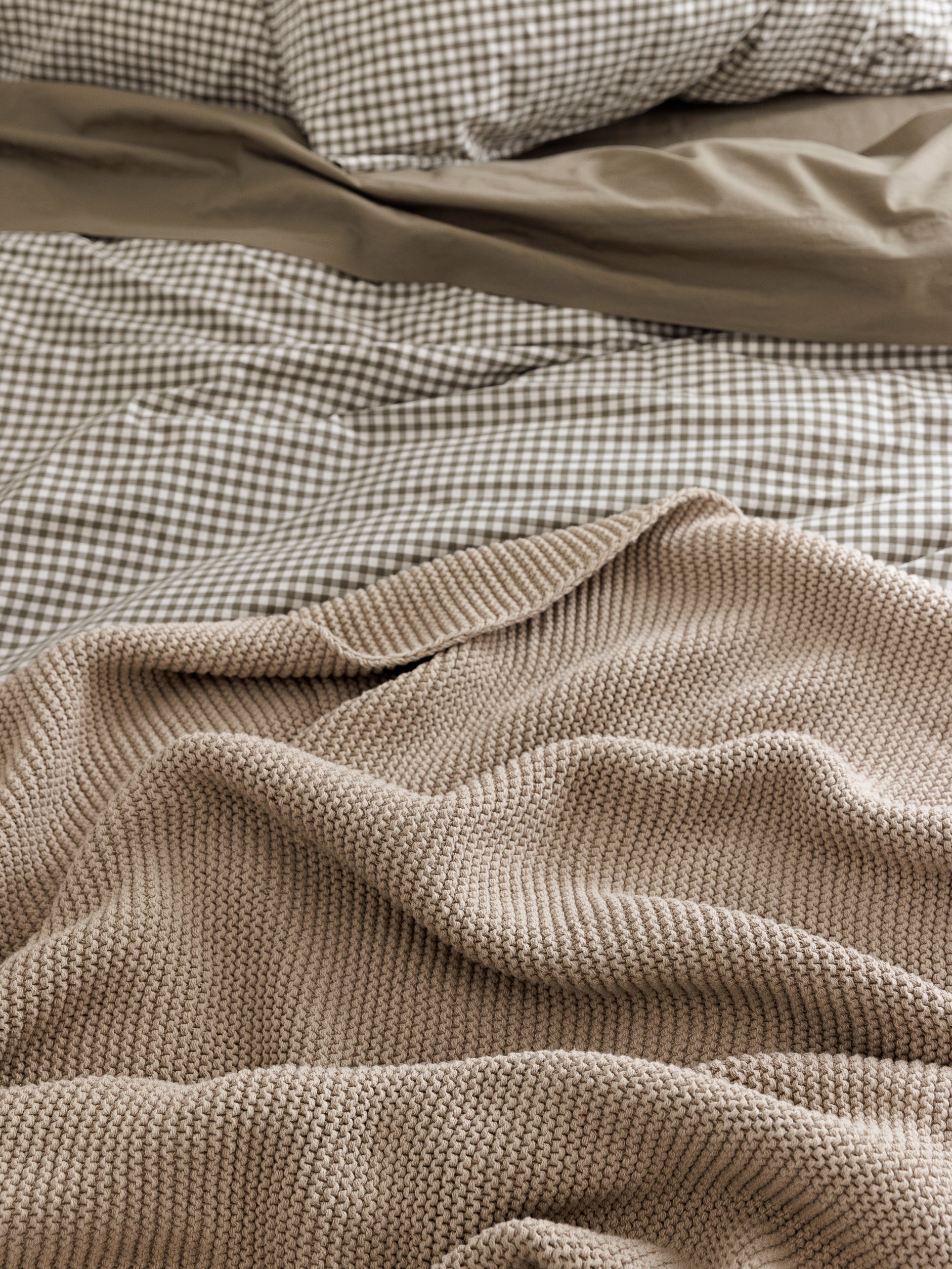 Purl Knit Throw Beige / 180x140cm