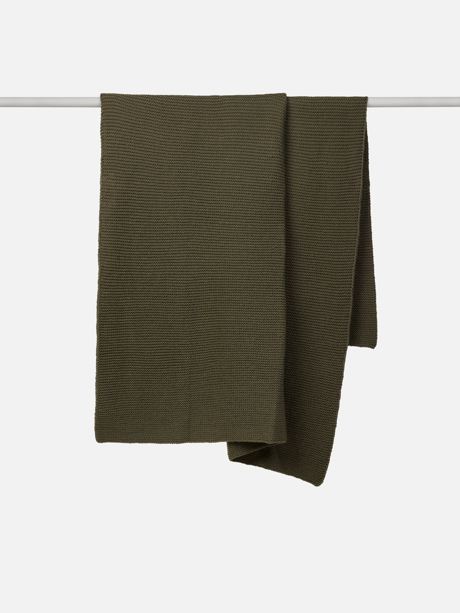 Wool Purl Knit Throw Olive / 140x180cm