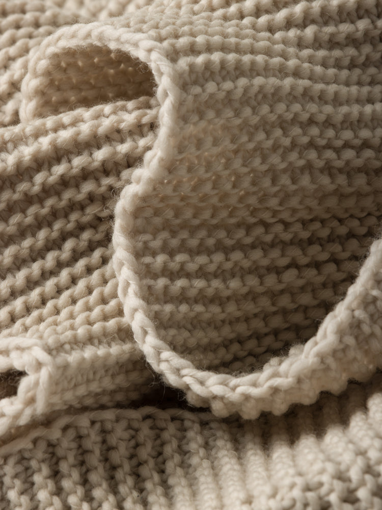 Wool Purl Knit Throw Cocoa Bone / 140x180cm