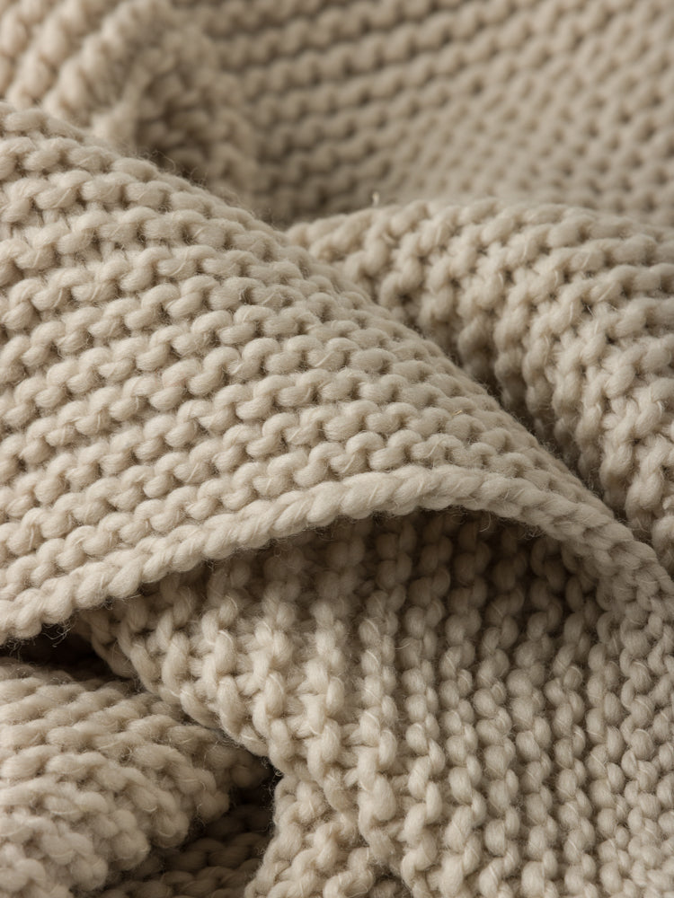 Wool Purl Knit Throw Cocoa Bone / 140x180cm
