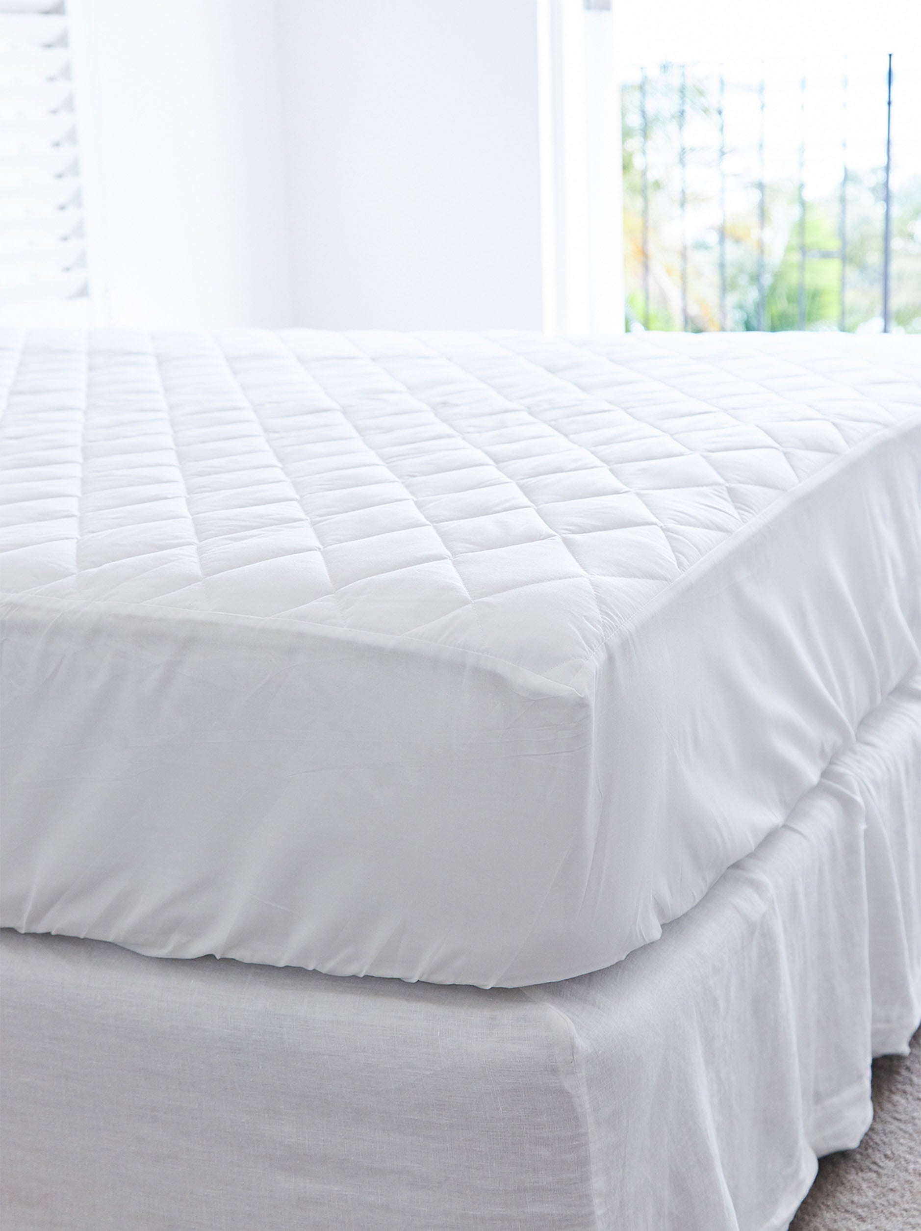 Organic Cotton Fitted Mattress Protector White / Single