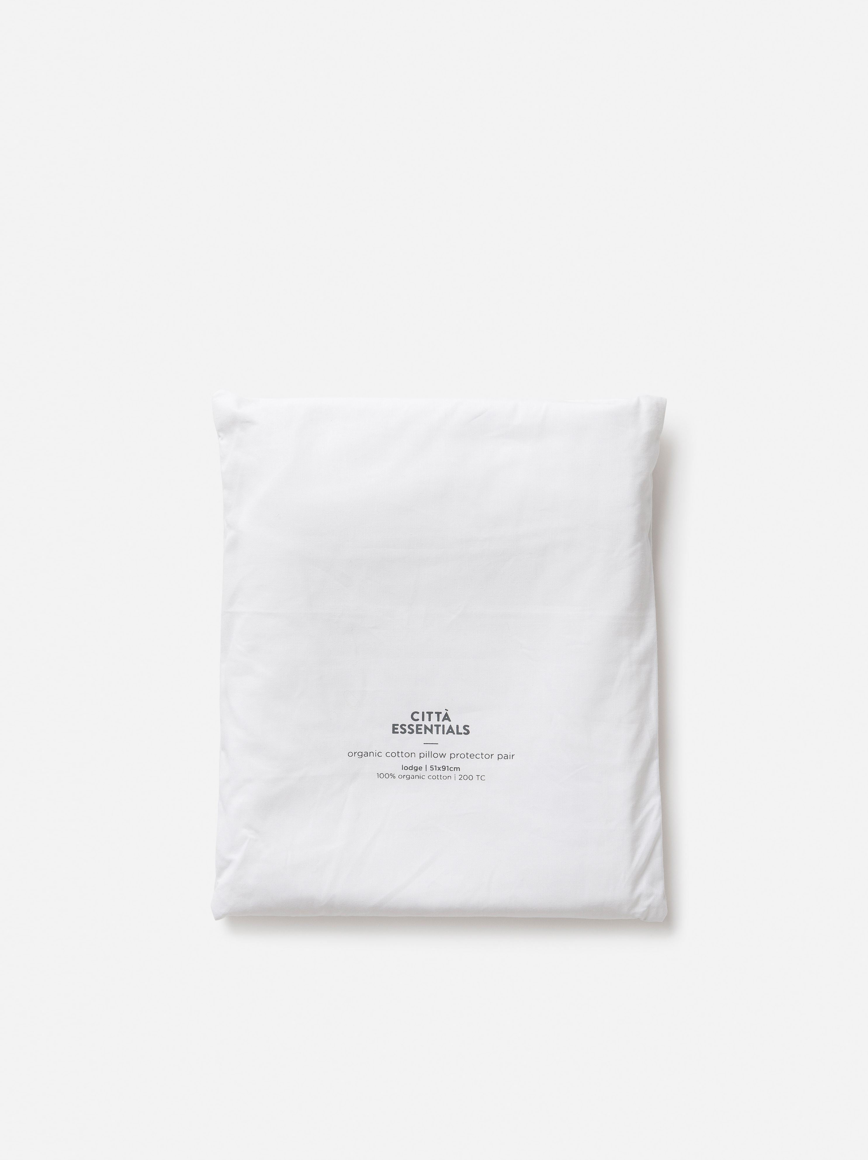 Organic Cotton Pillow Protector Pair White / Lodge Pillowcase Pair