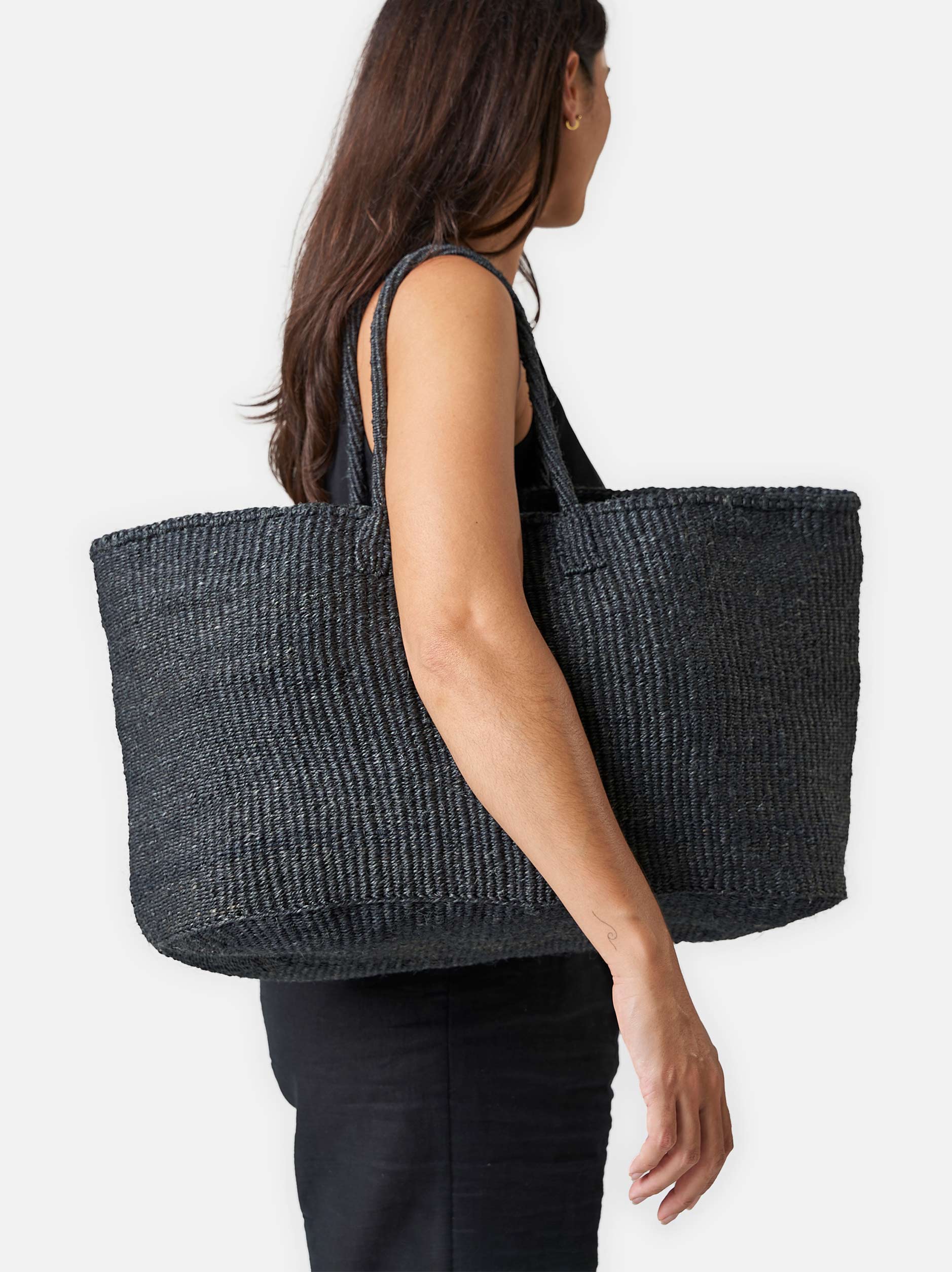 Sisal Oval Basket Charcoal / One Size