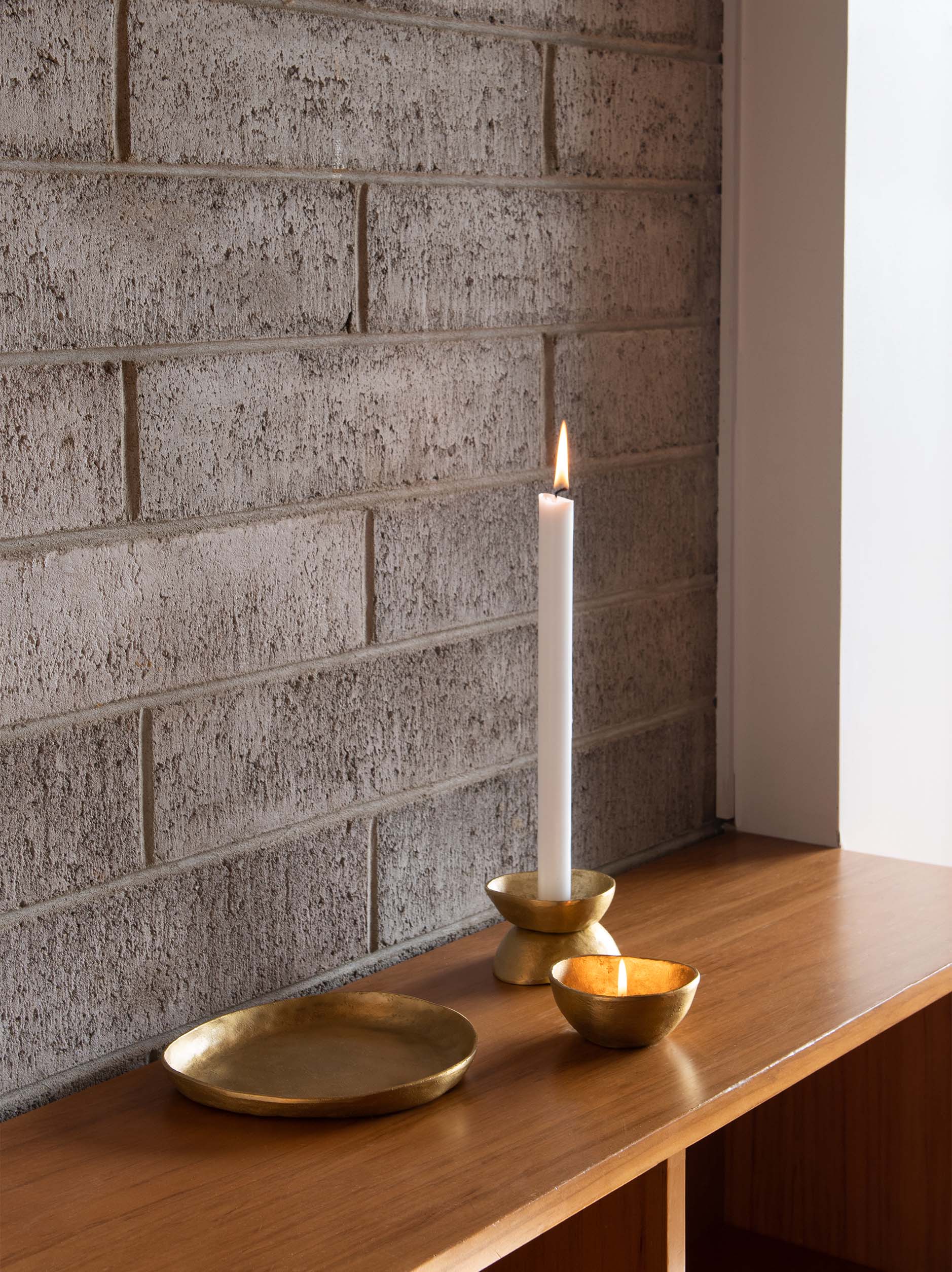 Pebble Candle Holder Brass / 9.5cmdiax5.5cmh