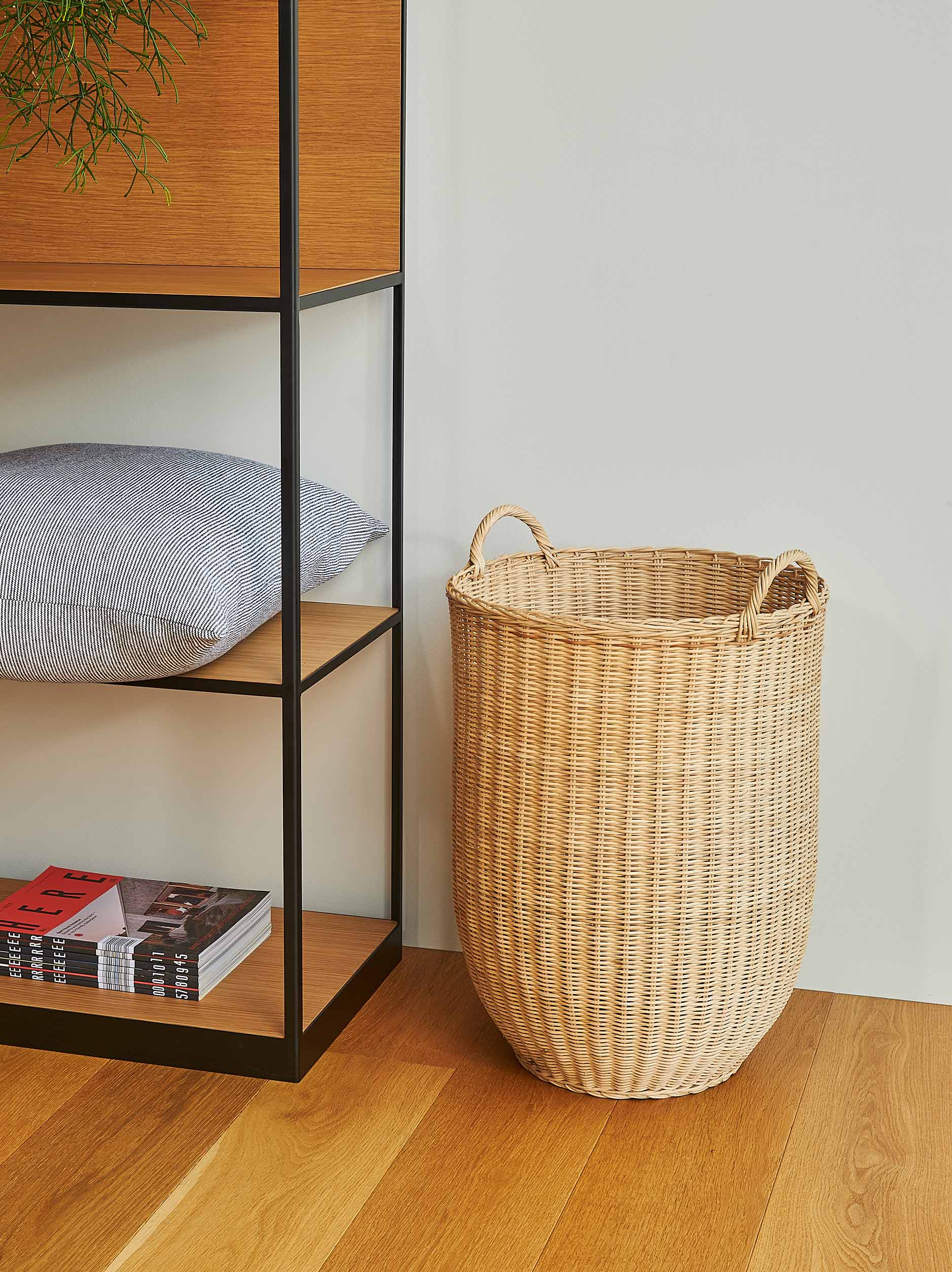 Round Rattan Laundry Basket Natural / One Size