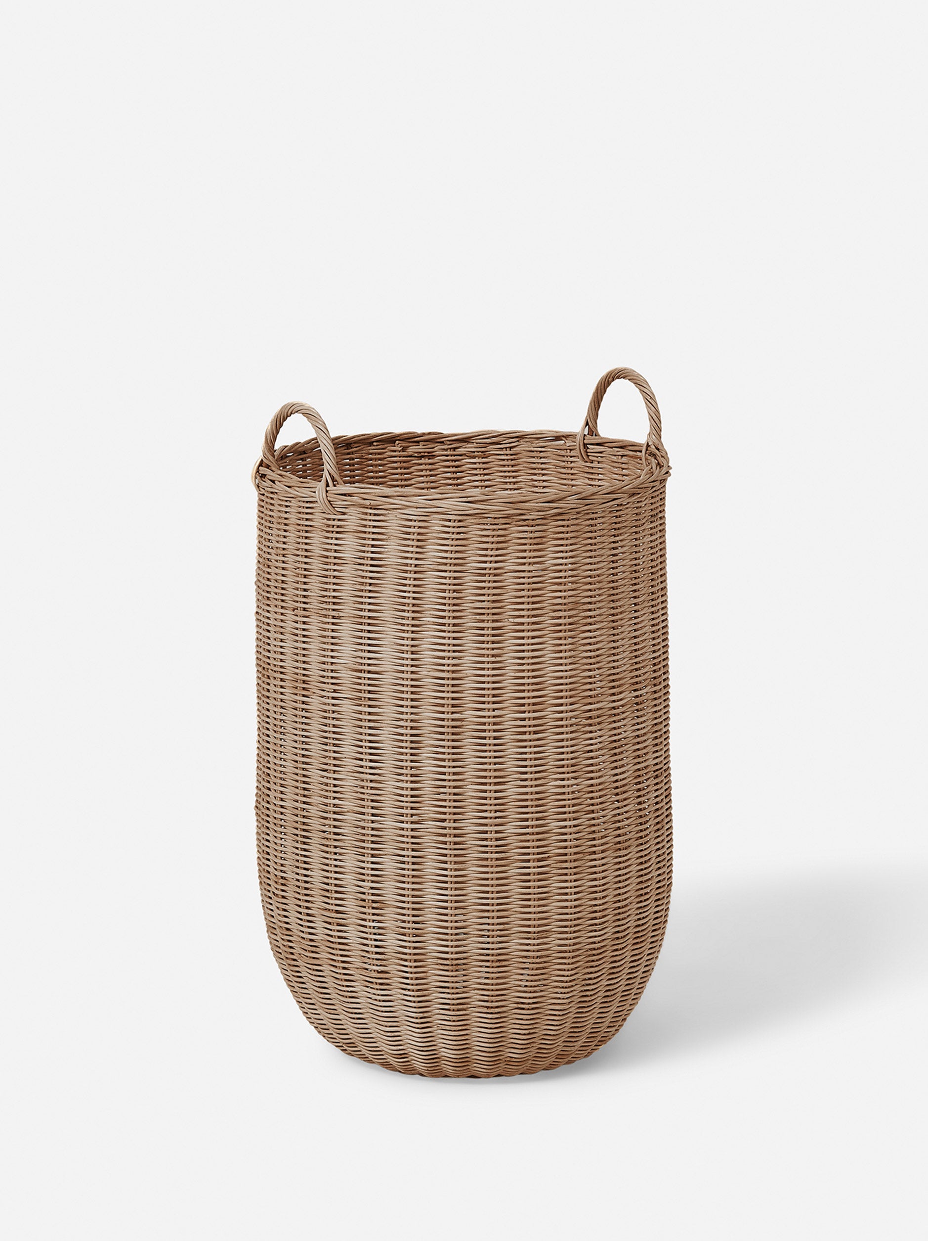 Round Rattan Laundry Basket Brown / One Size