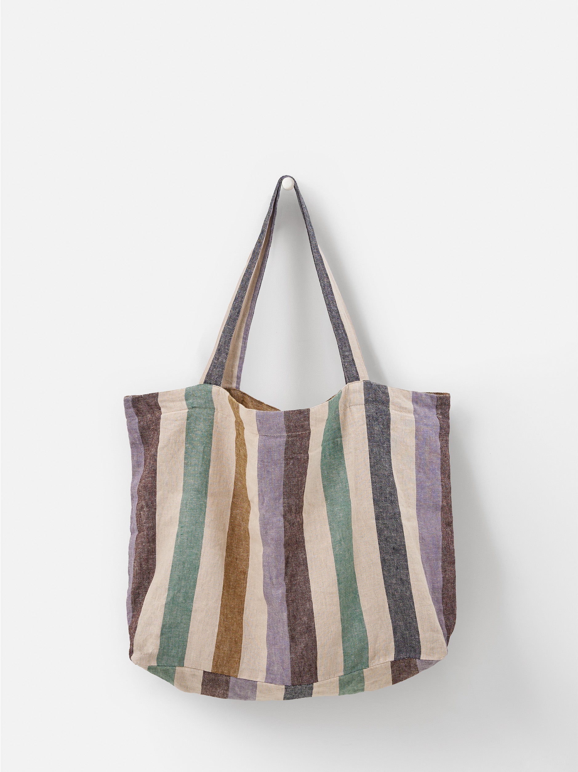 Marra Striped Market Bag Off-White/Multi / 60x13x40cmh