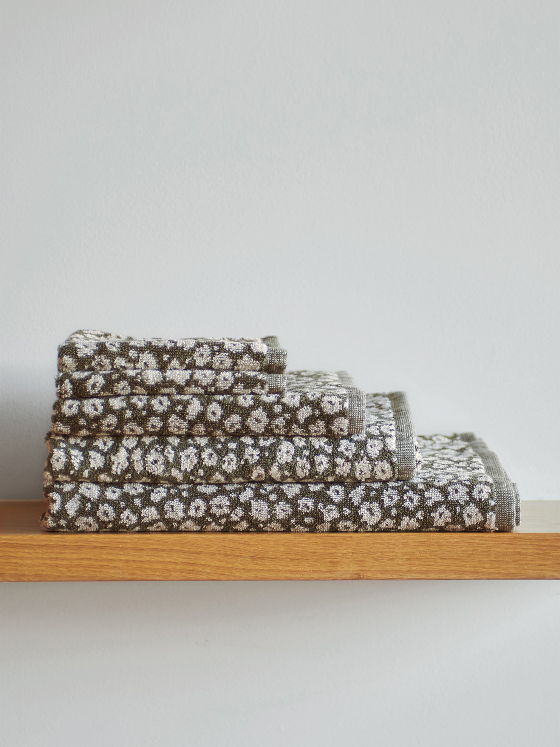 Forget Me Not Cotton Face Cloth Ivy/Oat / Face Cloth