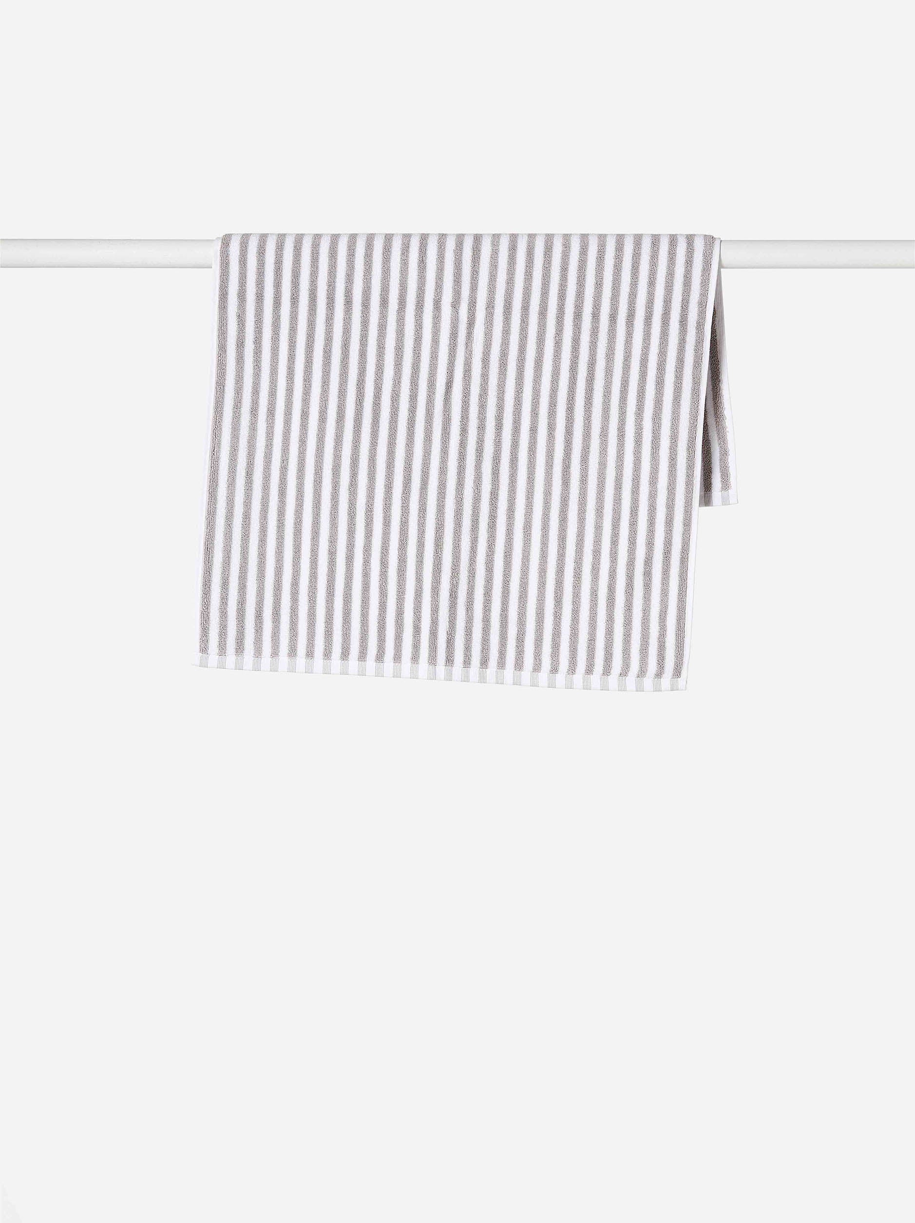 Wide Stripe Cotton Bath Mat Grey/White / Bath Mat