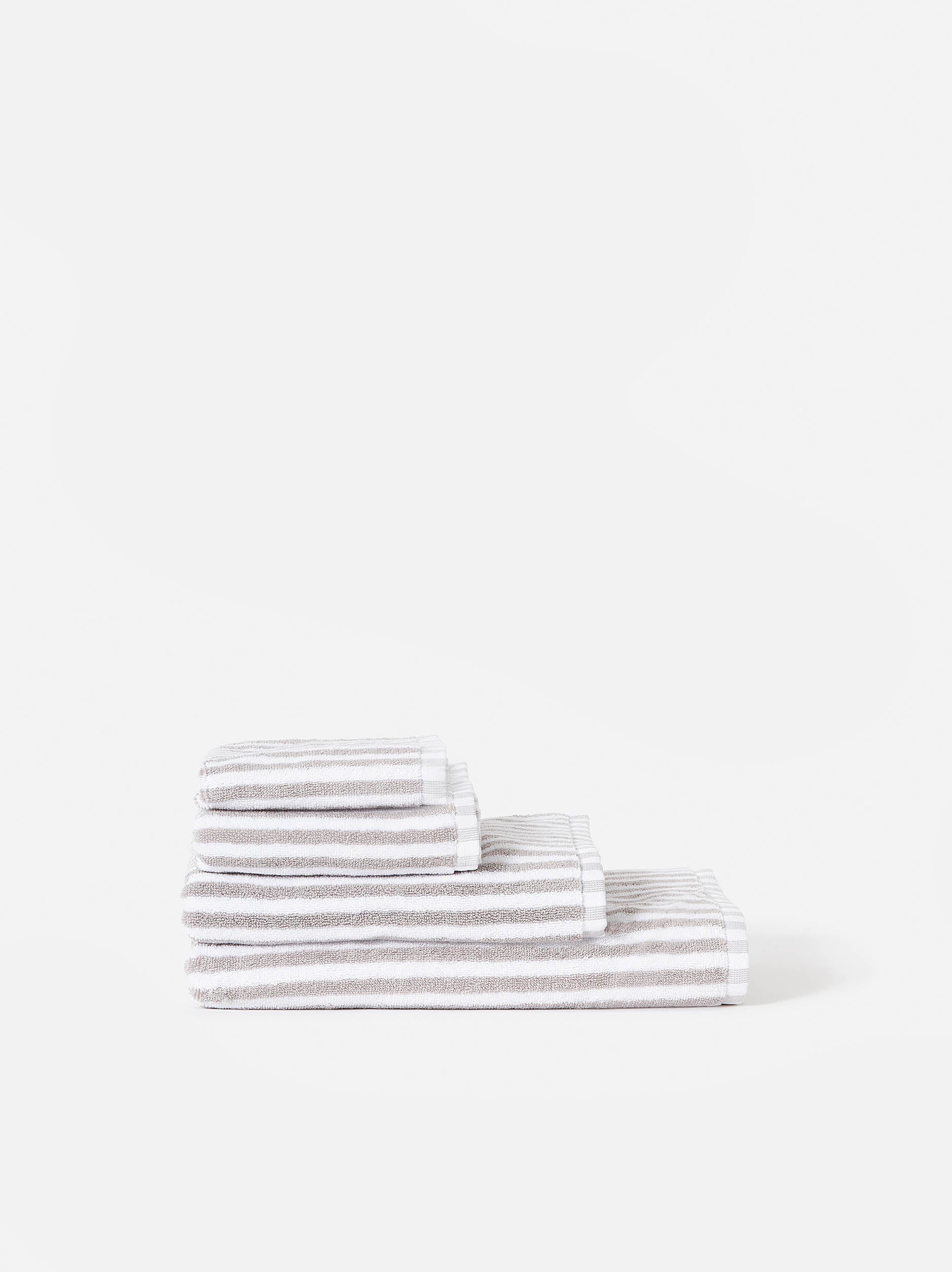 Wide Stripe Cotton Bath Towel Grey/White / Bath Towel