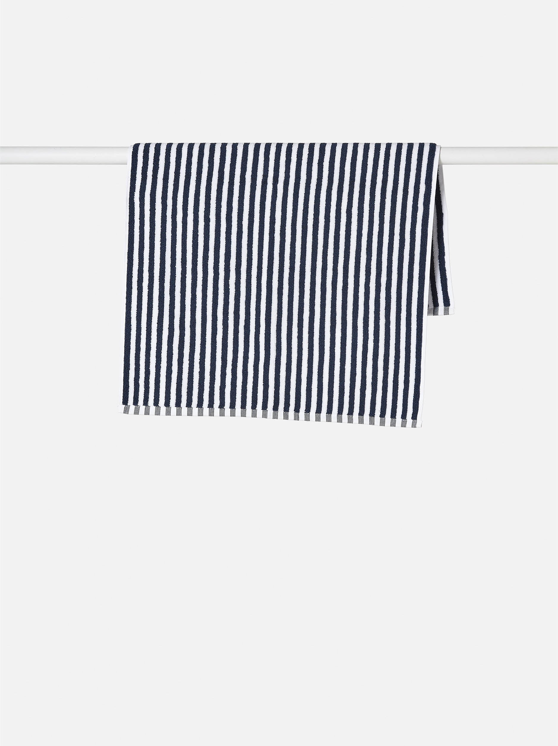 Wide Stripe Cotton Bath Mat Navy/White / Bath Mat