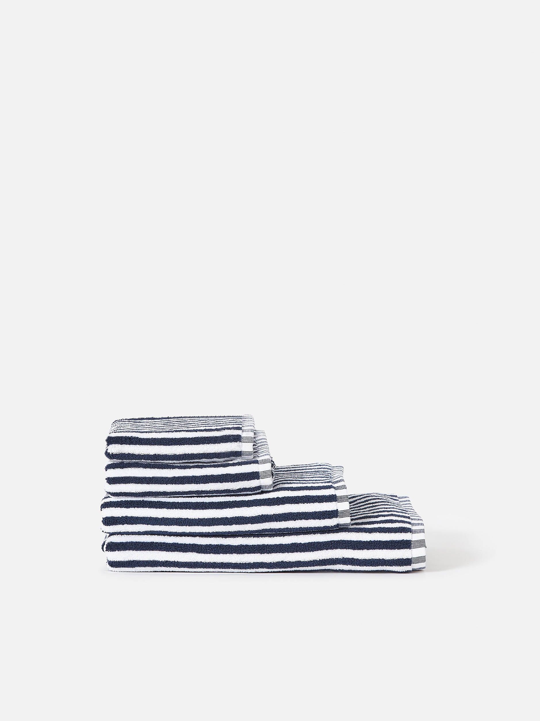 Wide Stripe Cotton Bath Towel Navy/White / Bath Towel