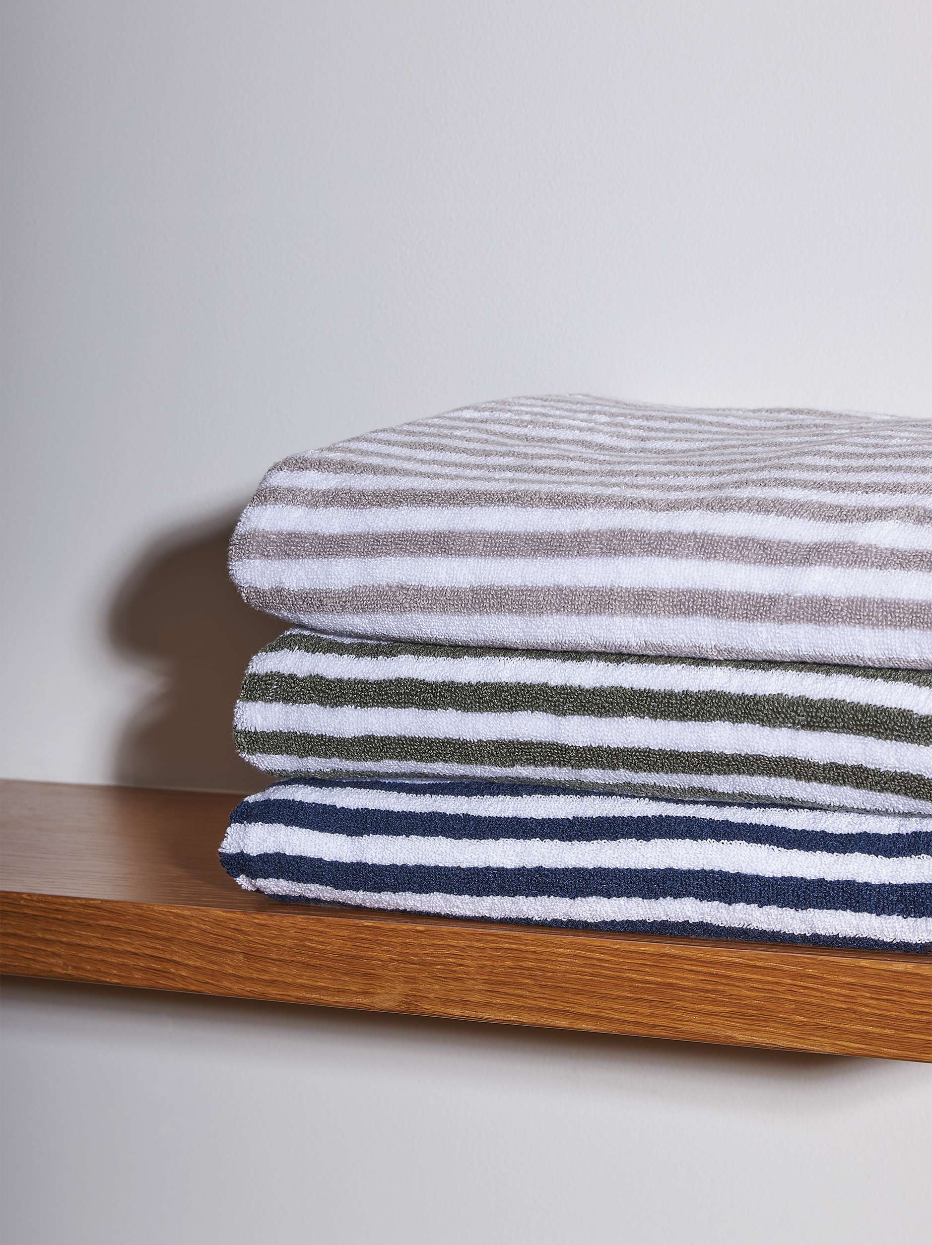 Wide Stripe Cotton Towel Bundle Olive/White - Wide Stripe / Towel Bundle