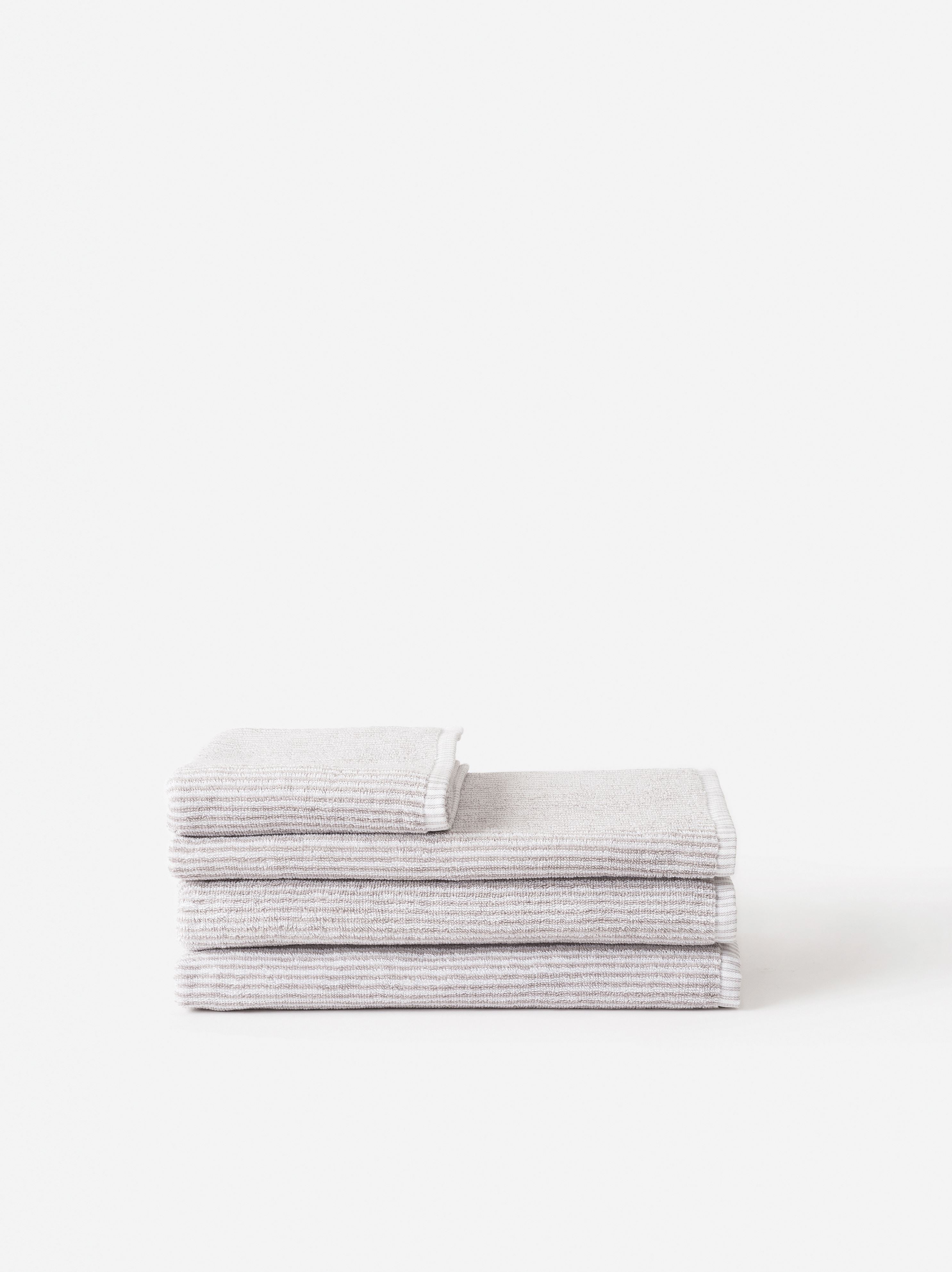 Stripe Cotton Face Cloth Grey/White / Face Cloth