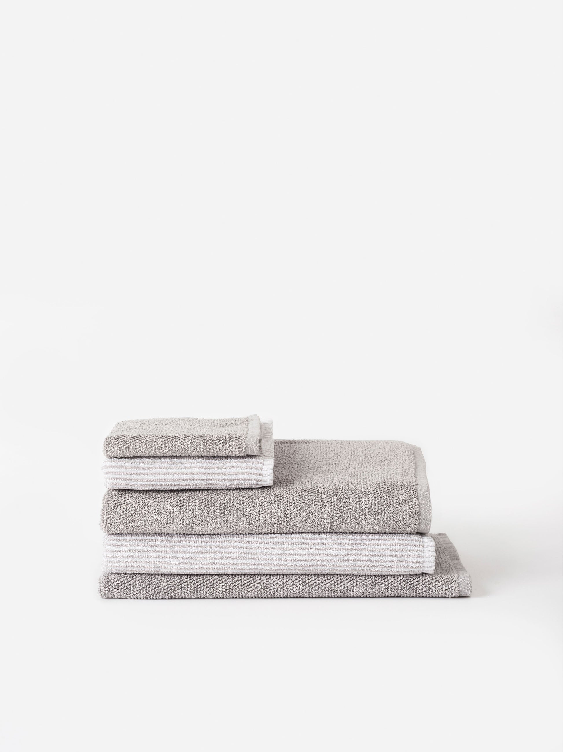Stripe Cotton Hand Towel Grey/White / Hand Towel