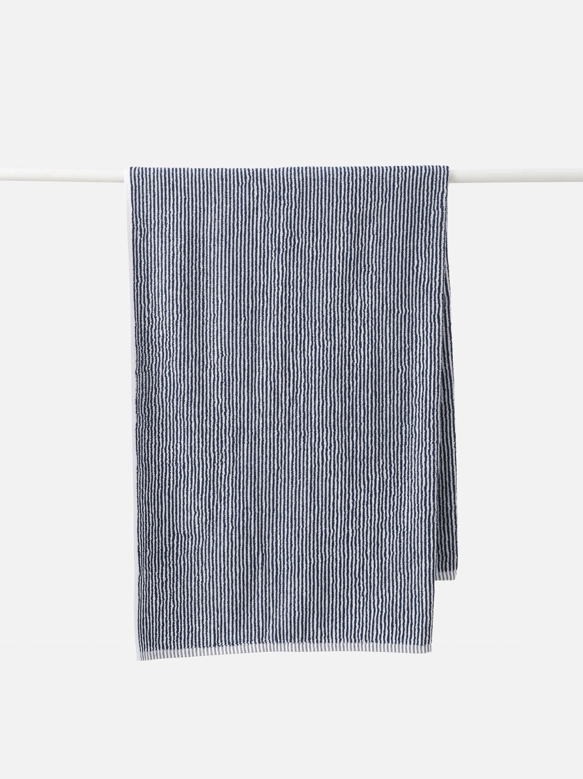 Stripe Cotton Bath Towel Navy/White / Bath Towel