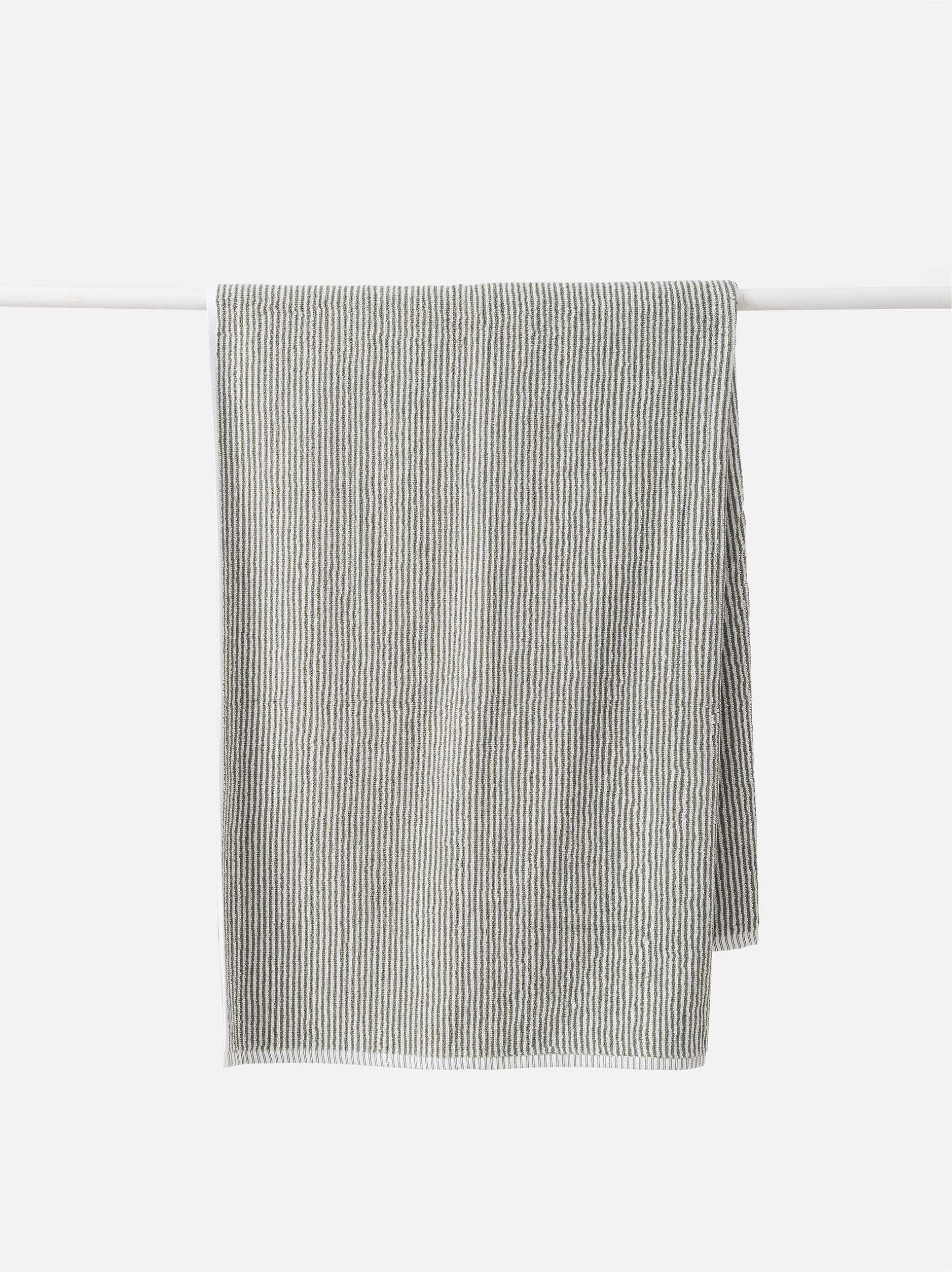 Stripe Cotton Bath Towel Olive/White / Bath Towel
