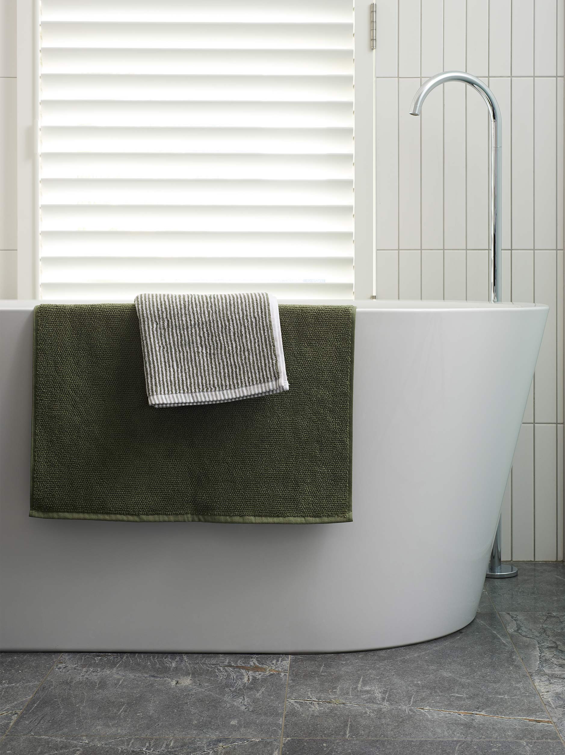 Stripe Cotton Hand Towel Olive/White / Hand Towel