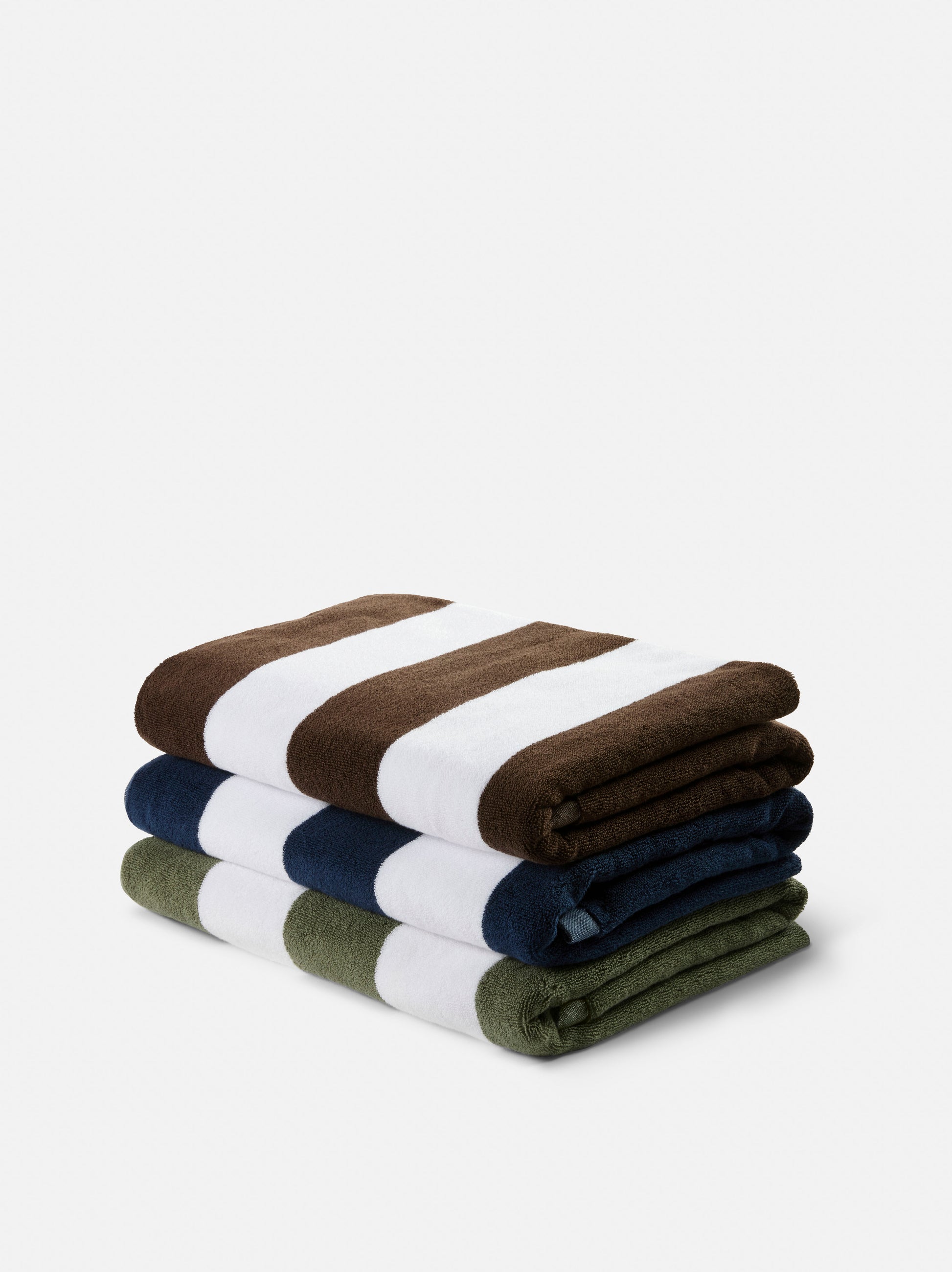 Stripe Beach Towel Olive/White / 90x170cm