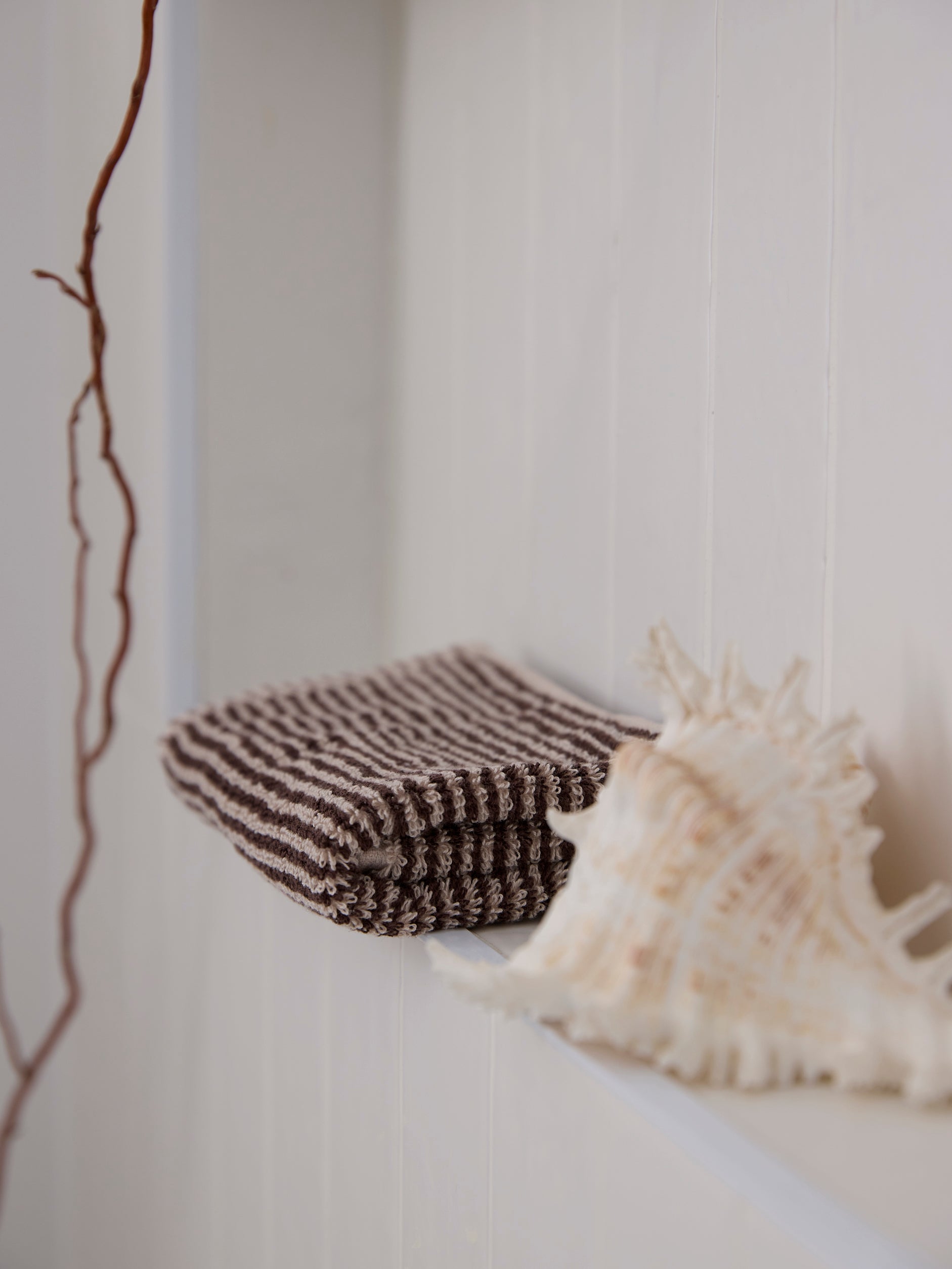 Stripe Cotton Face Cloth Cocoa/Bone / Face Cloth