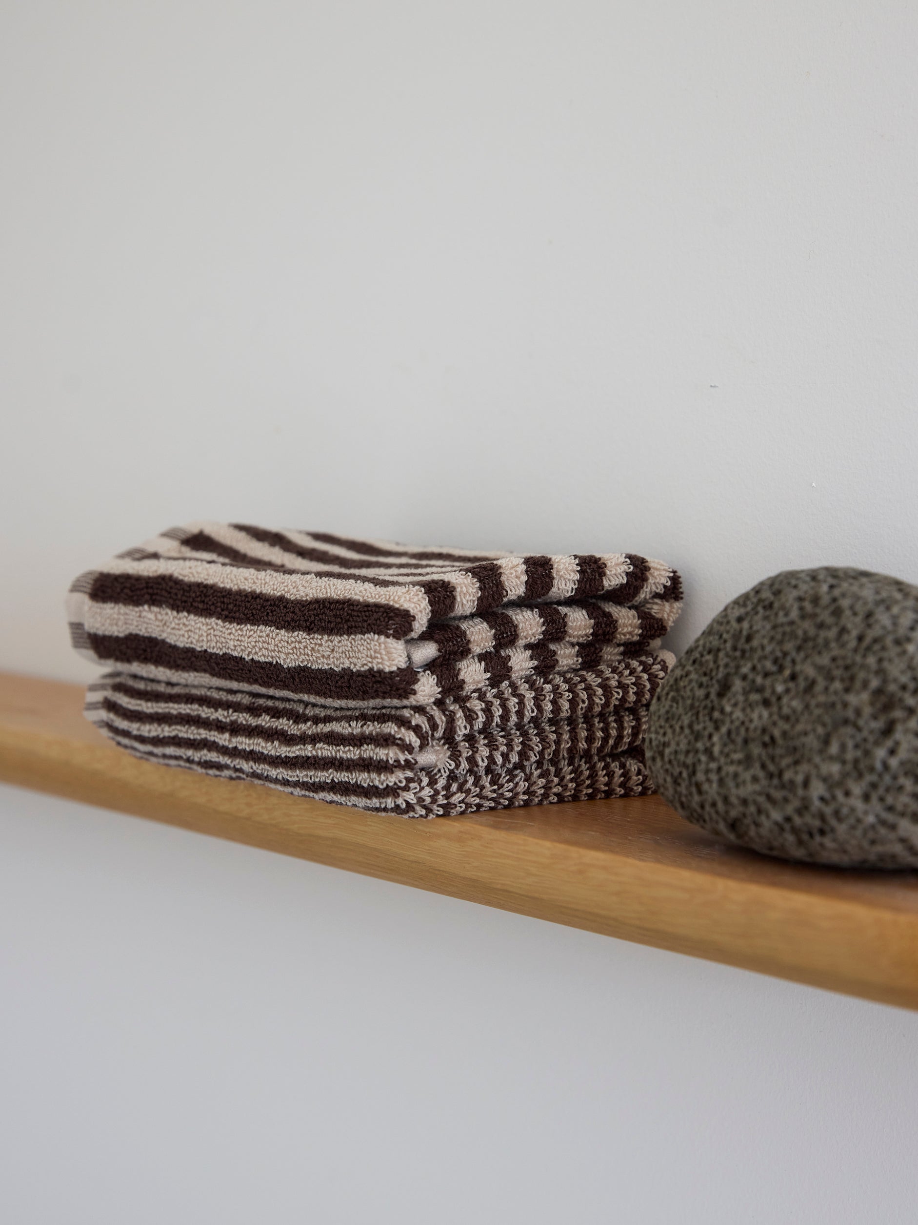 Stripe Cotton Face Cloth Cocoa/Bone / Face Cloth