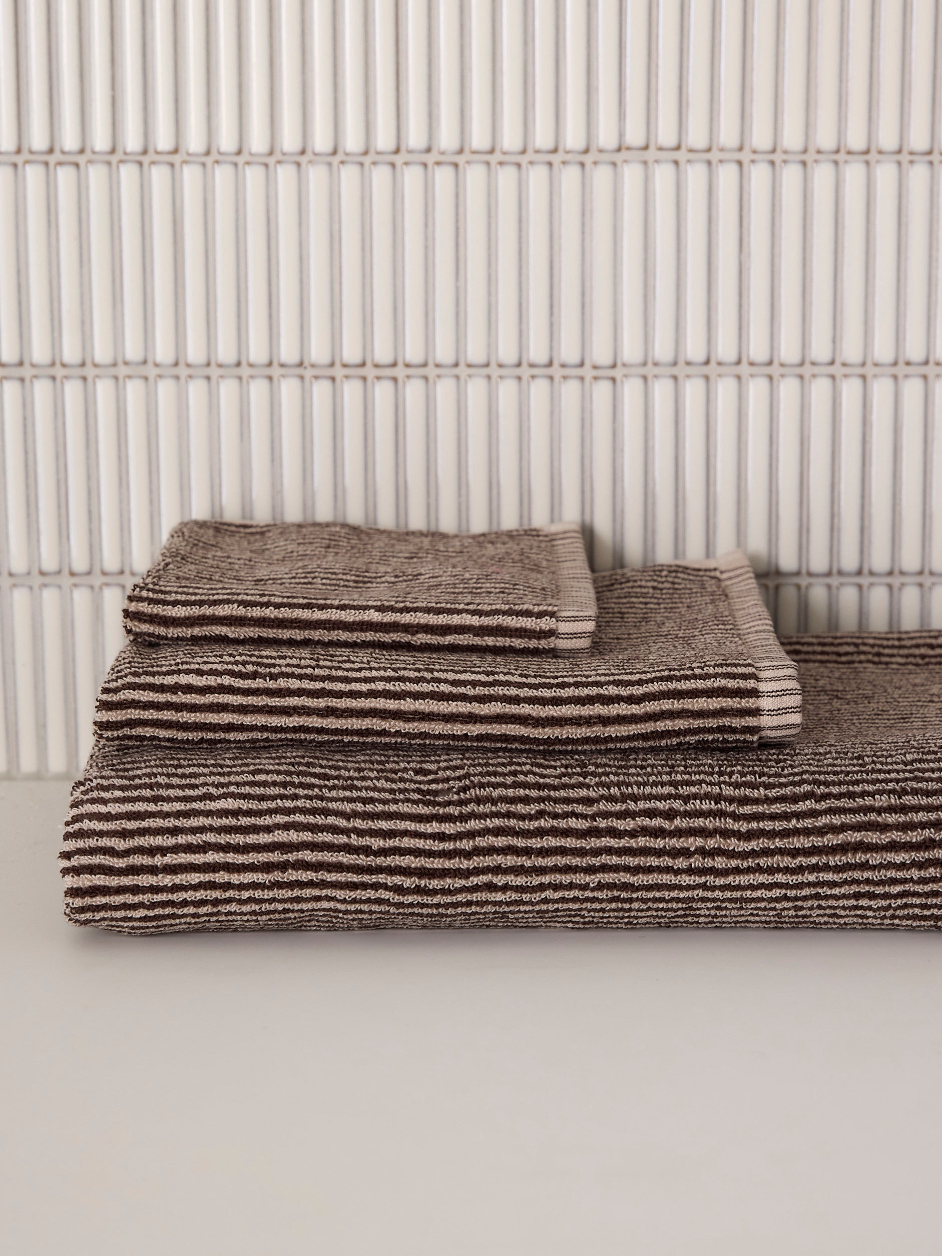 Stripe Cotton Hand Towel Cocoa/Bone / Hand Towel