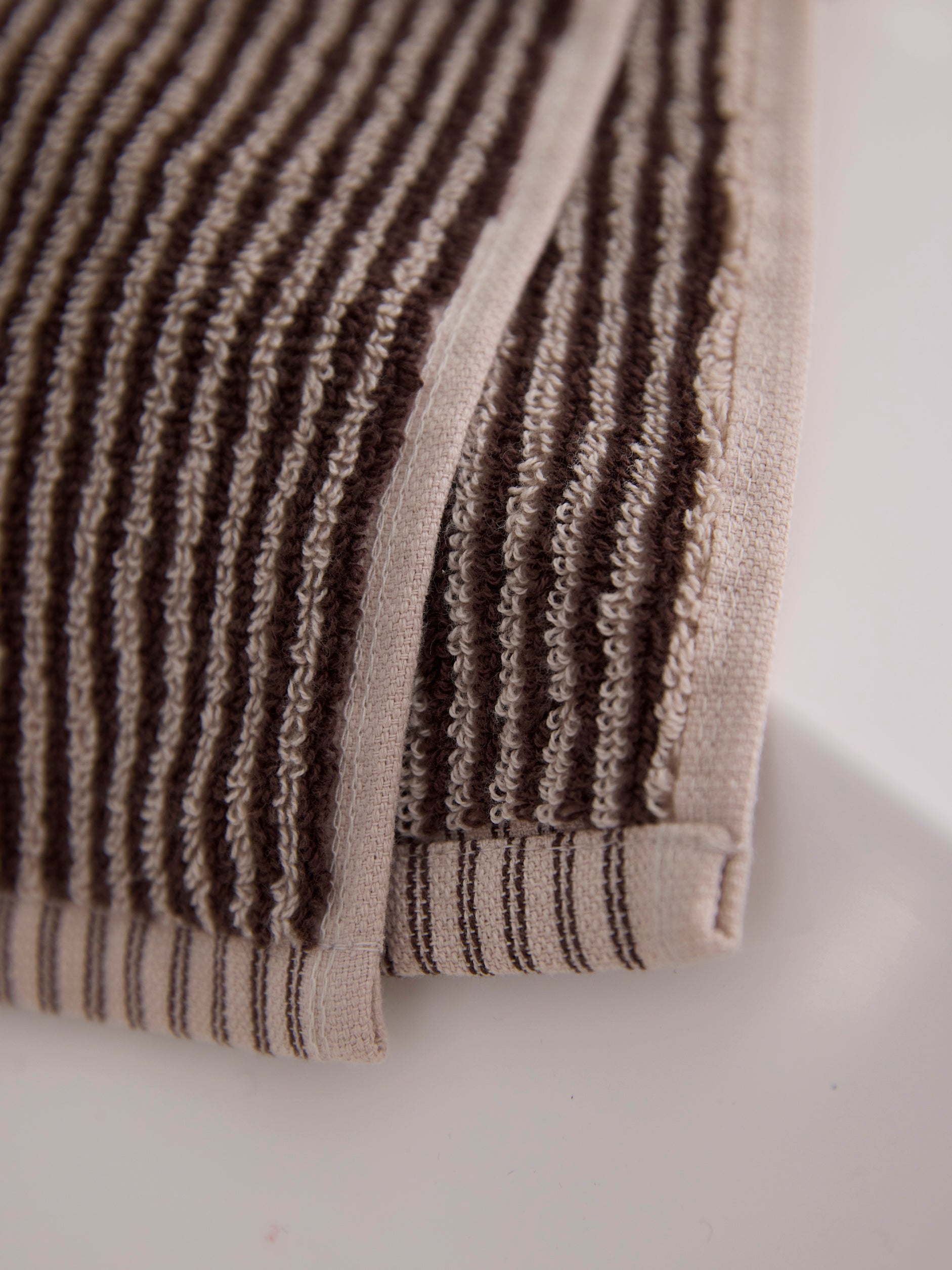 Stripe Cotton Hand Towel Cocoa/Bone / Hand Towel