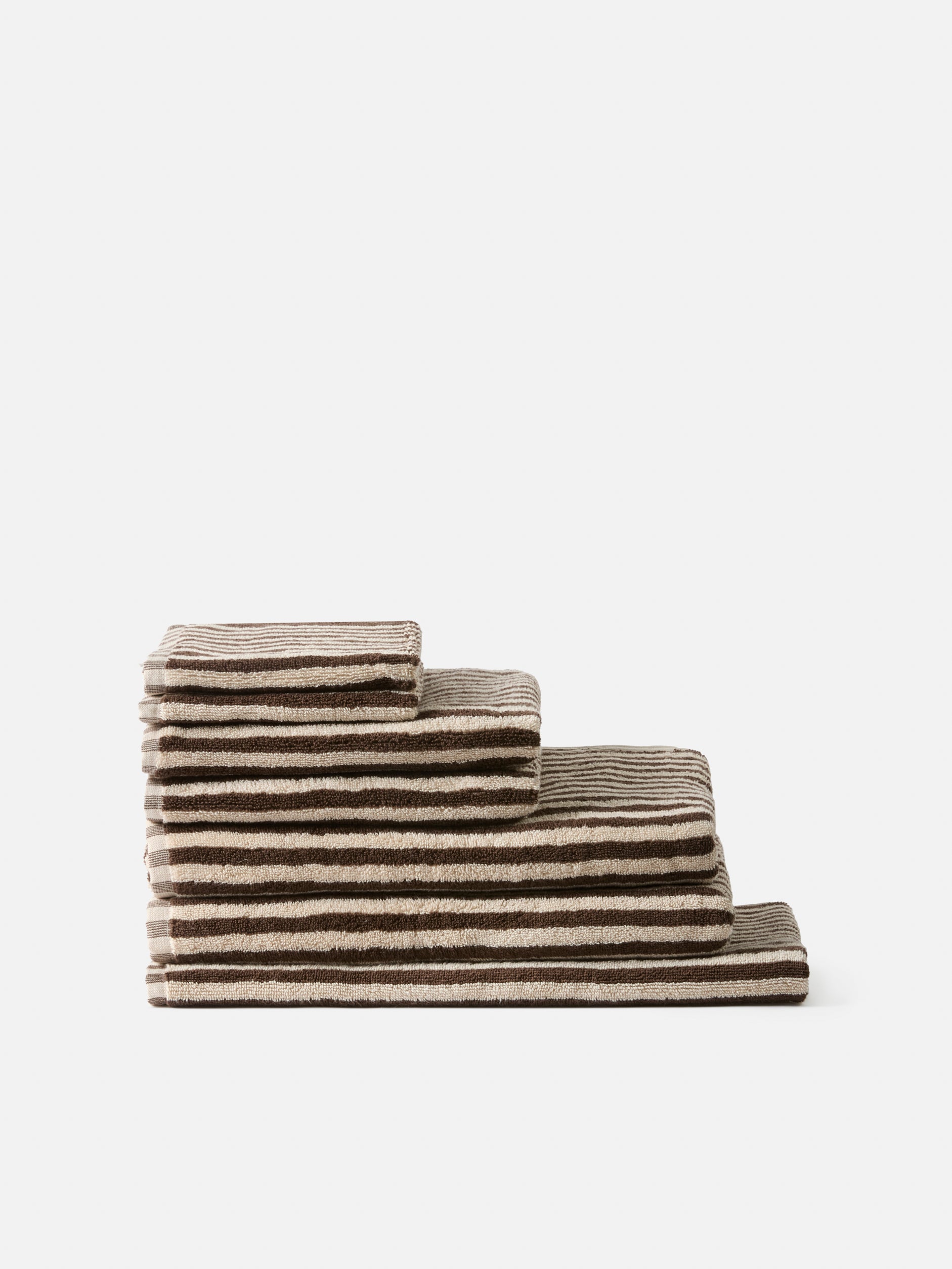 Wide Stripe Cotton Bath Mat Cocoa/Bone / Bath Mat