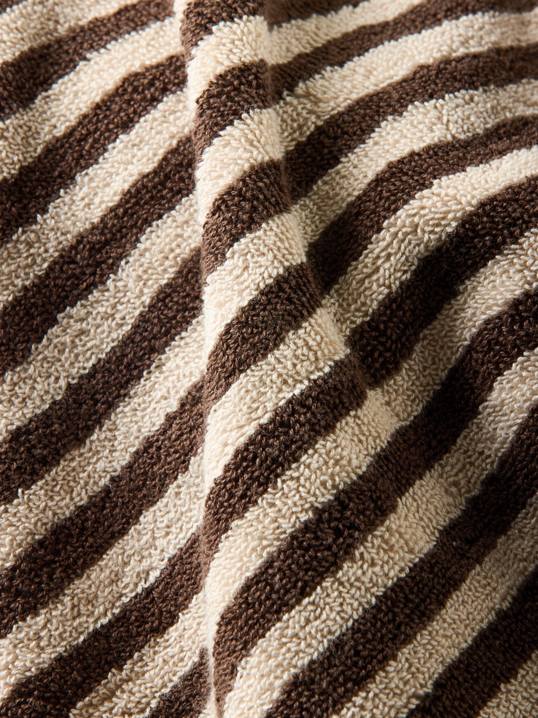 Wide Stripe Cotton Bath Towel Cocoa/Bone / Bath Towel