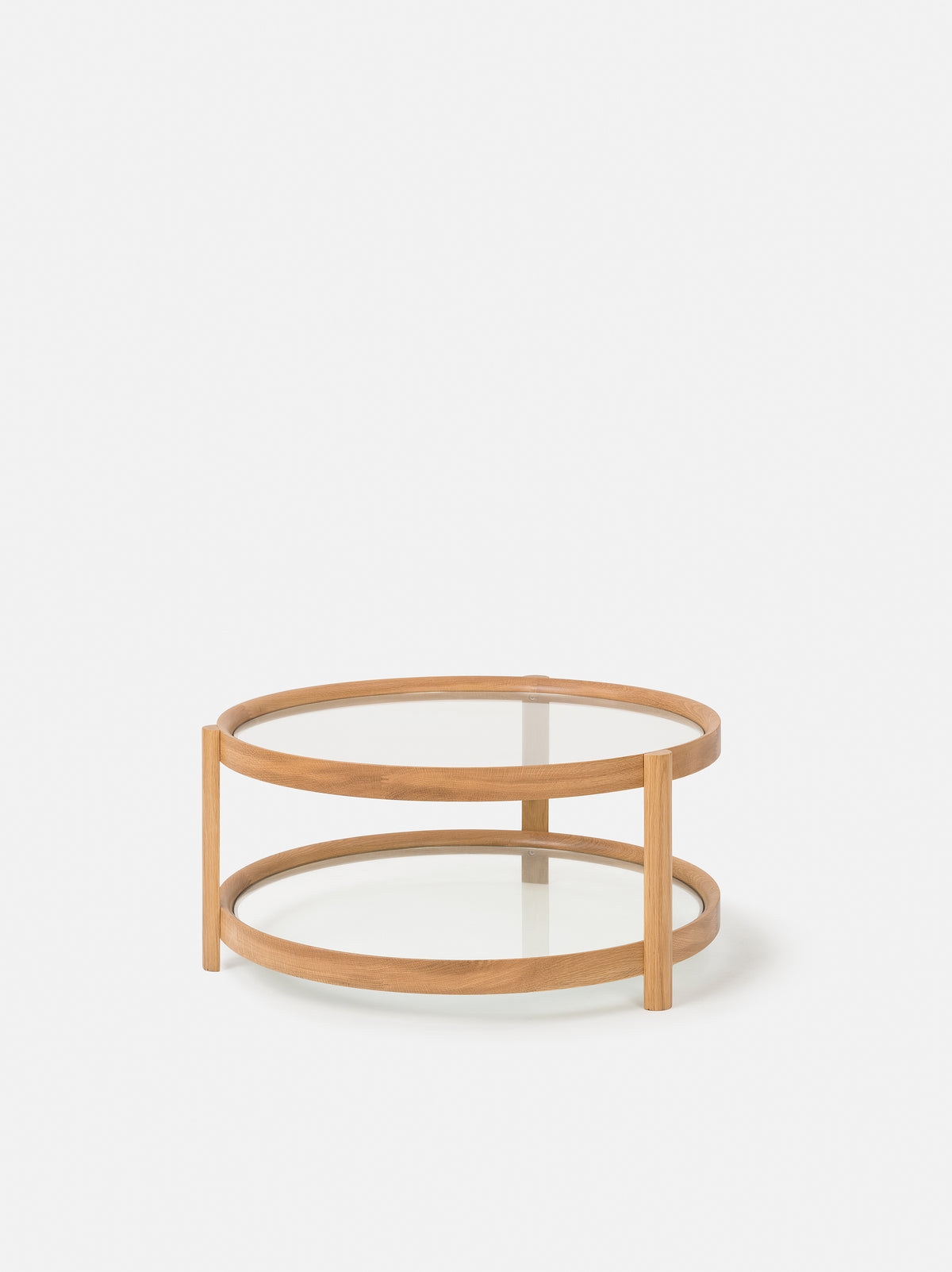 Column Coffee Table Oak/Glass / One Size