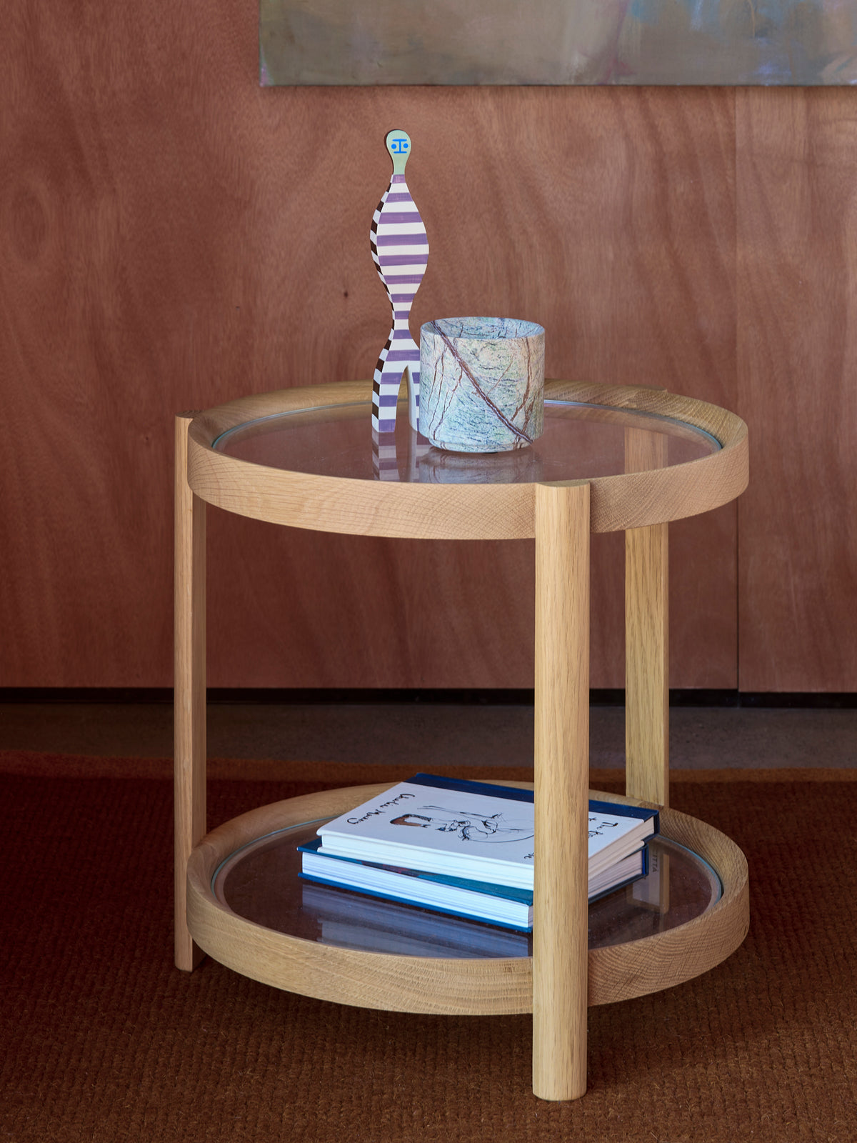 Column Side Table Oak/Glass / One Size
