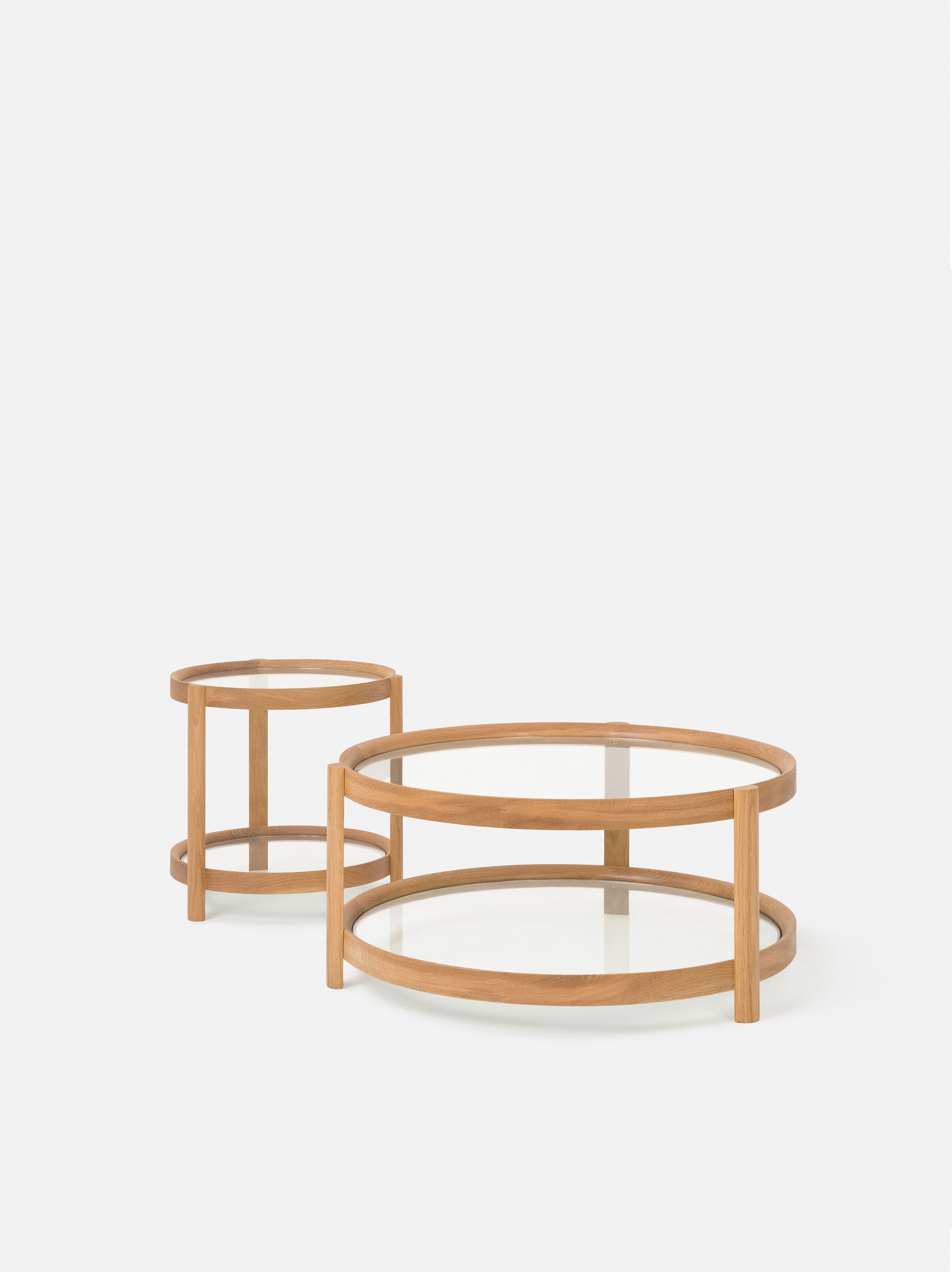 Column Side Table Oak/Glass / One Size