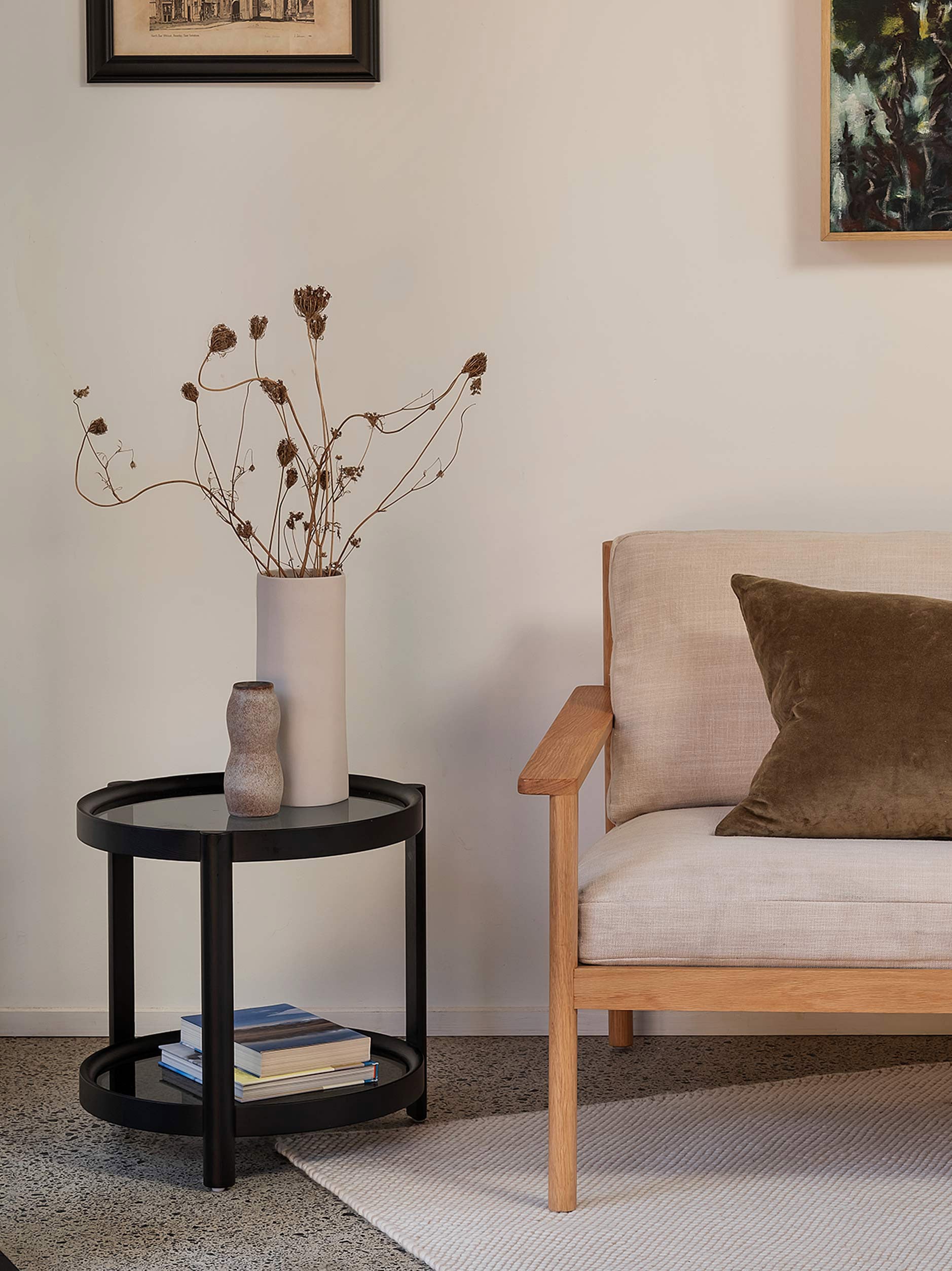 Column Side Table Black/Glass / One Size