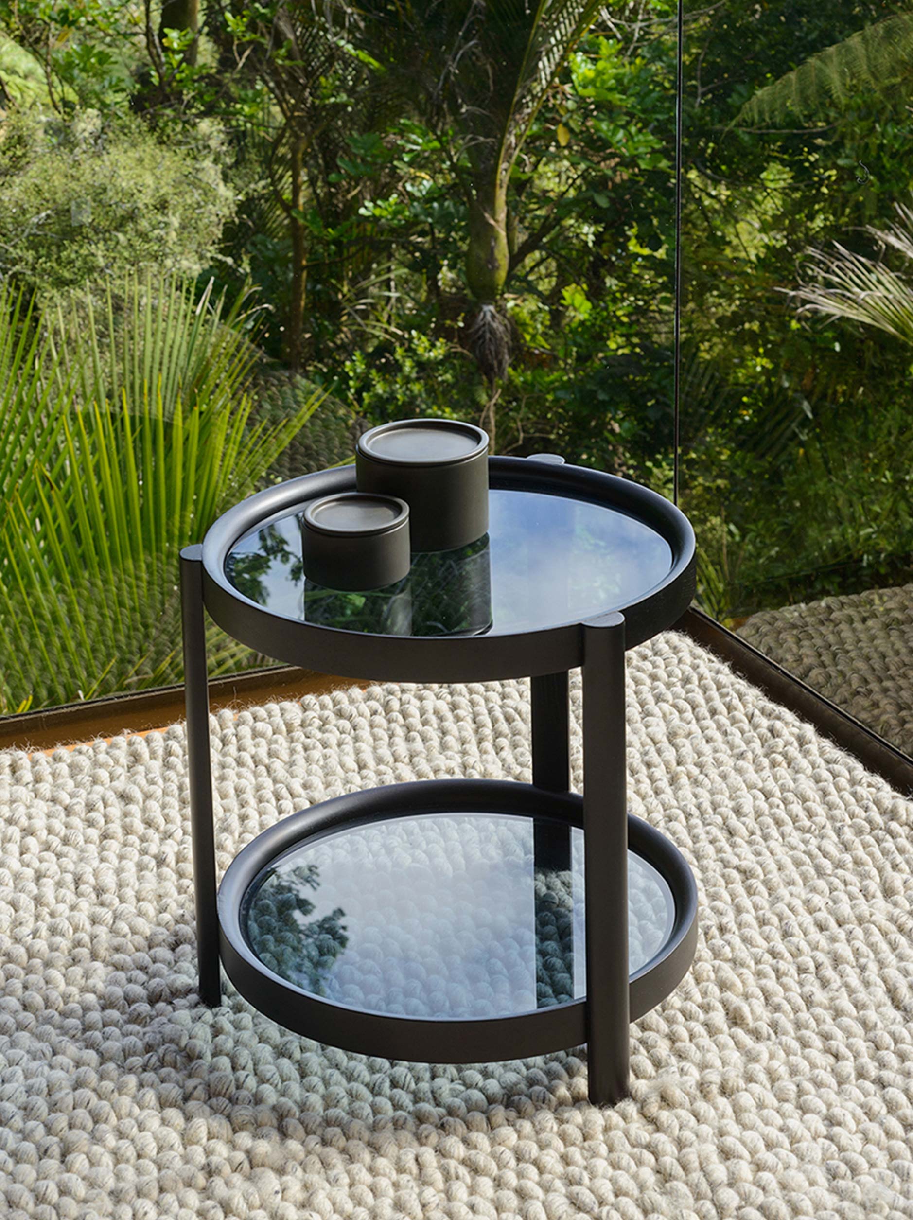 Column Side Table Black/Glass / One Size