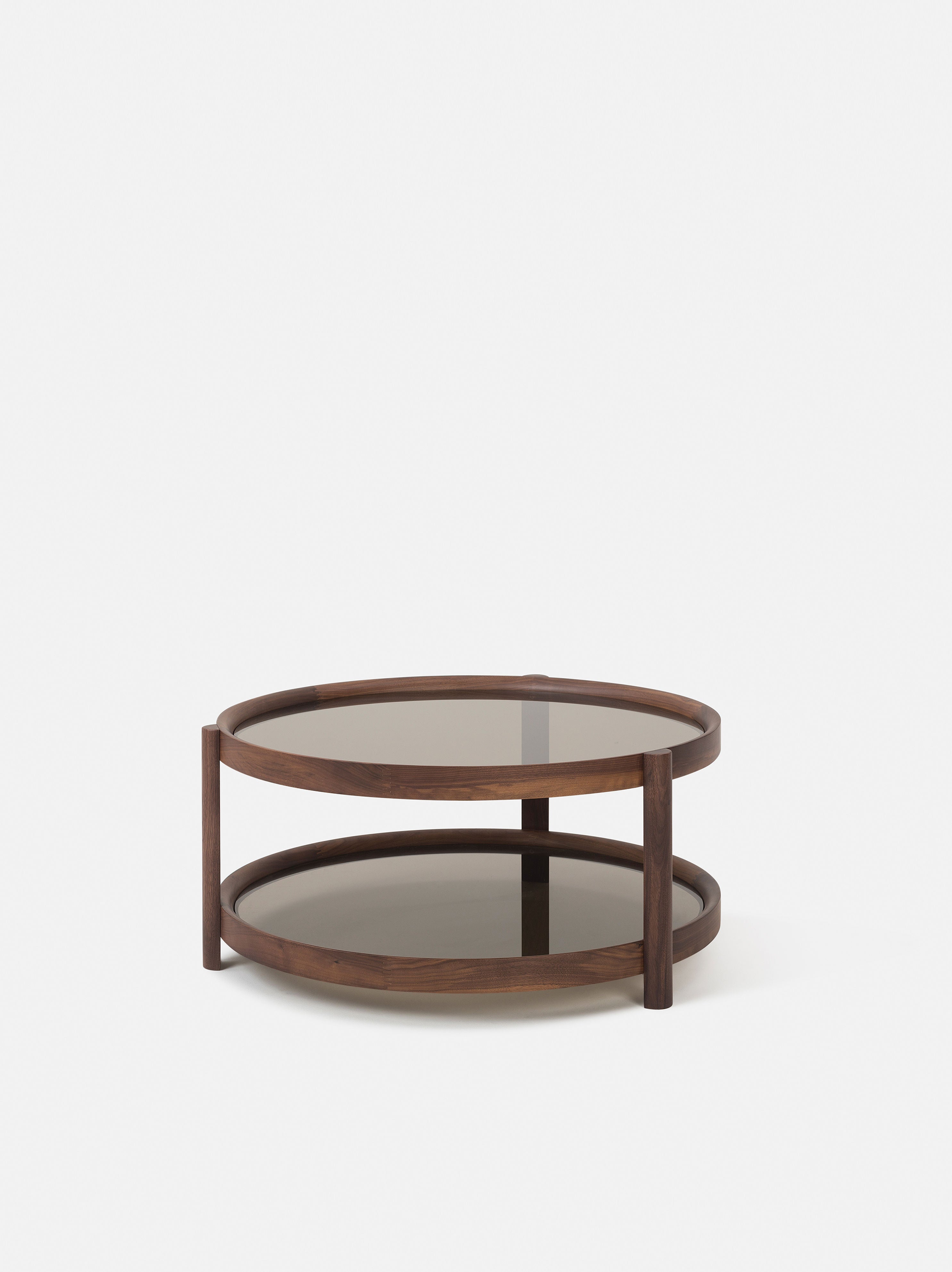 Column Coffee Table Walnut/Glass / One Size