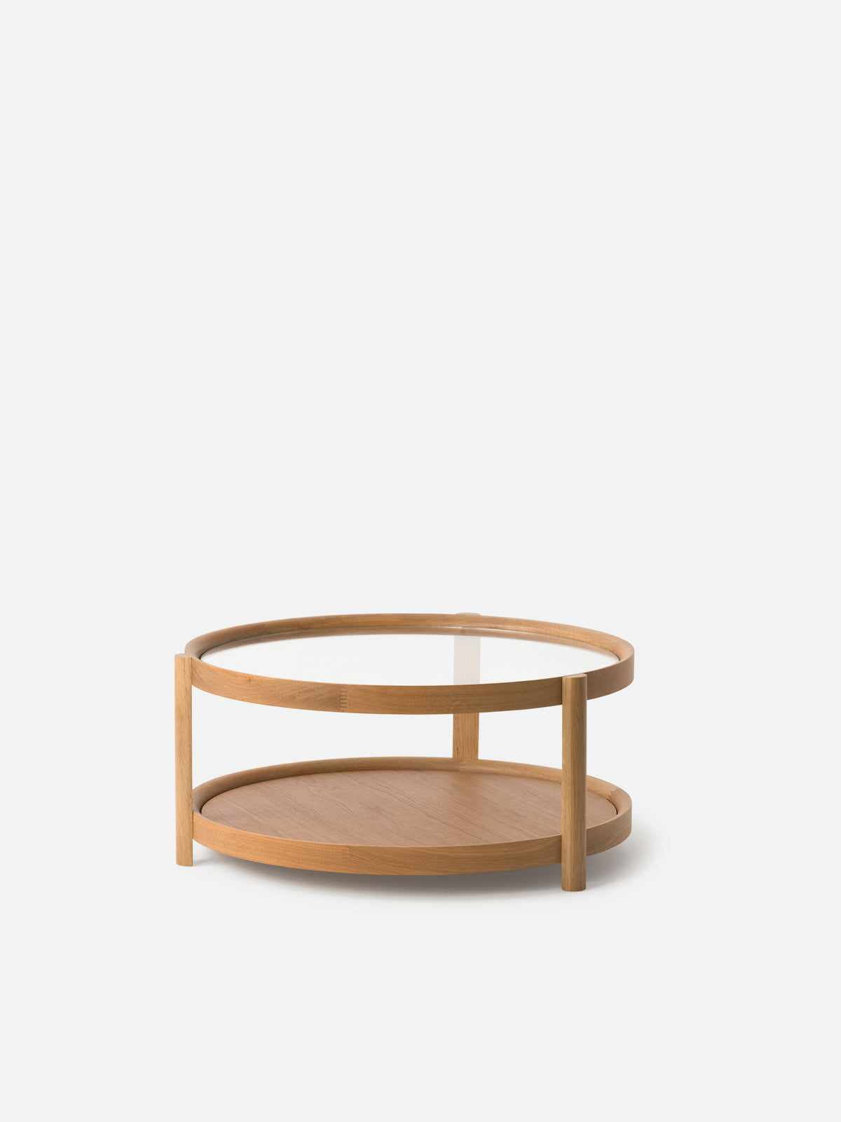 Column Coffee Table Oak/Plywood/Glass / One Size