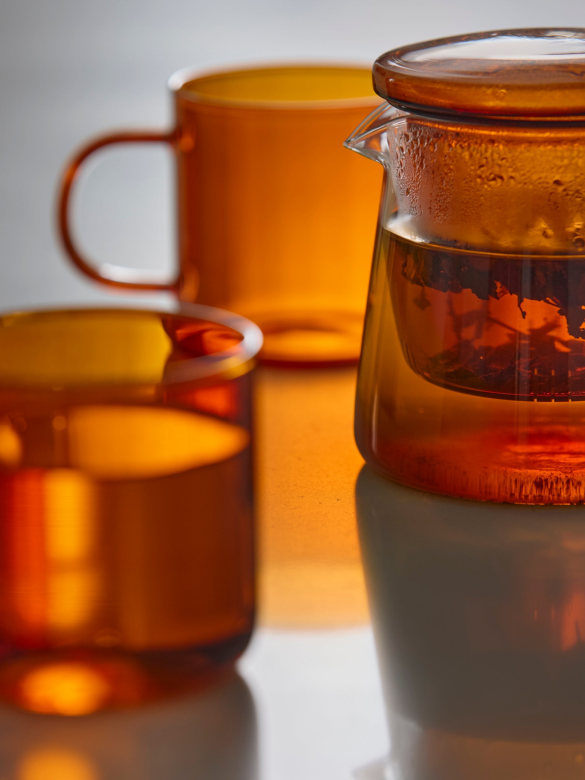 Teapot w/ Coloured Lid Clear/Amber / 500ml