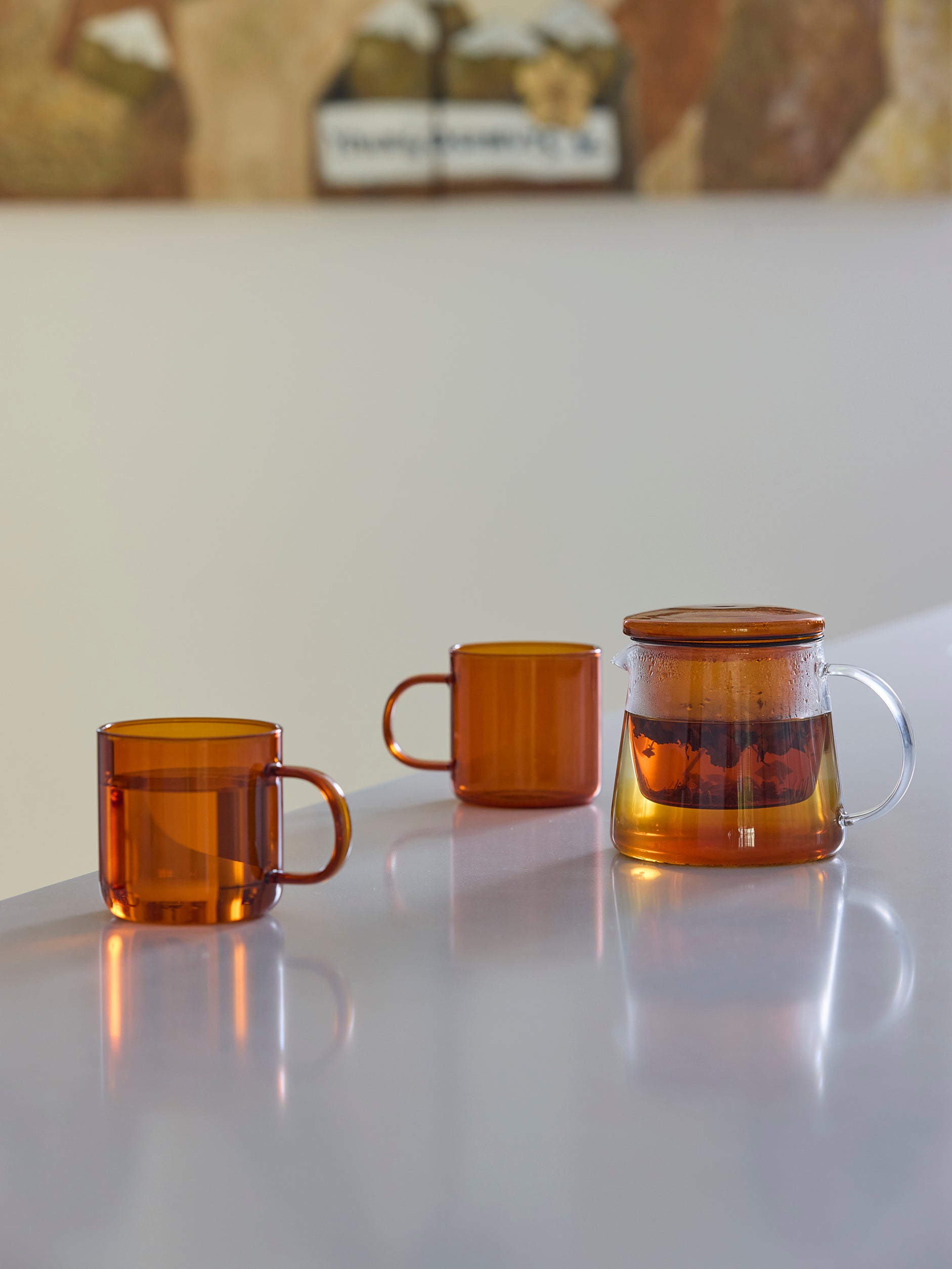 Teapot w/ Coloured Lid Clear/Amber / 500ml