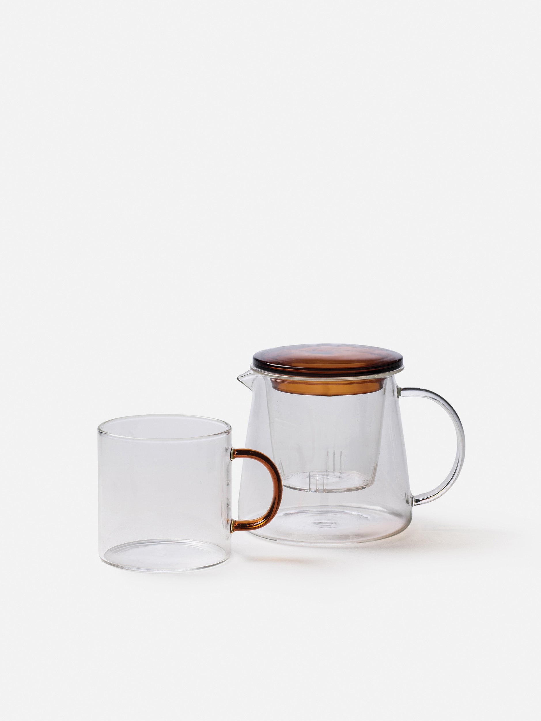 Mug w/ Coloured Handle Set of 4 Clear/Amber / 300ml