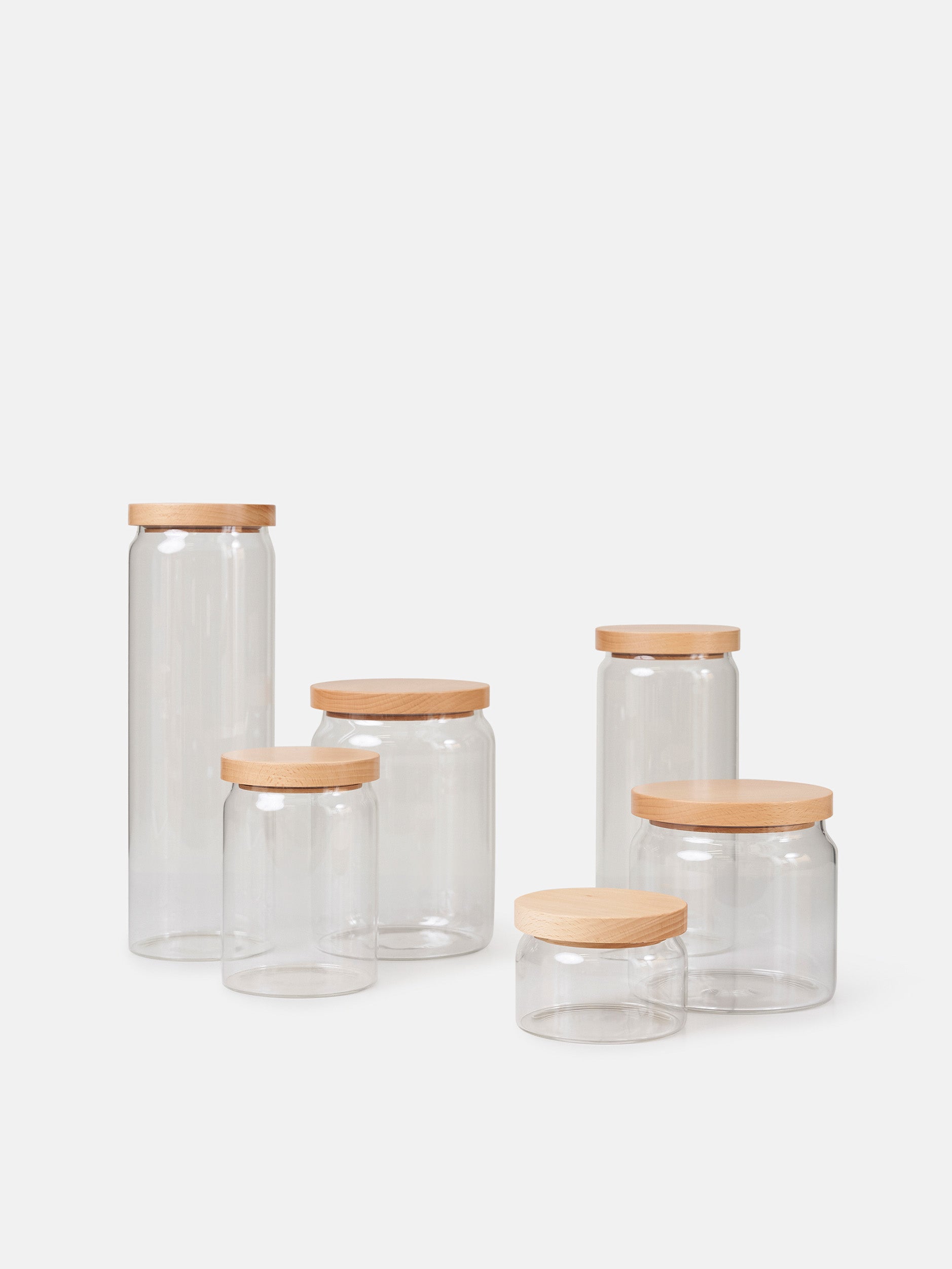 Storage Jar w/ Wooden Lid Clear/Natural / Large